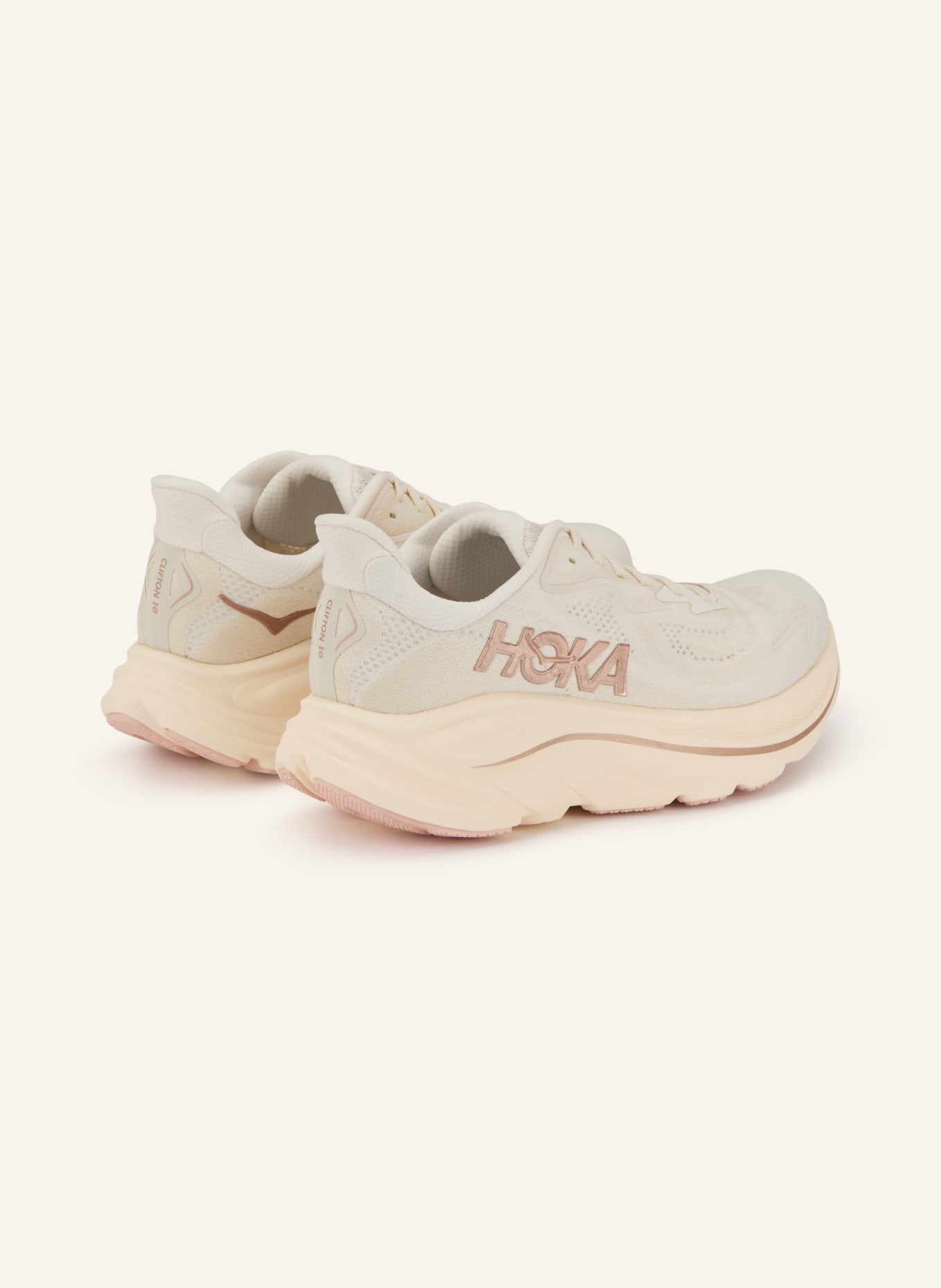 HOKA CLIFTON 10 running shoes: CREAM / SALMON