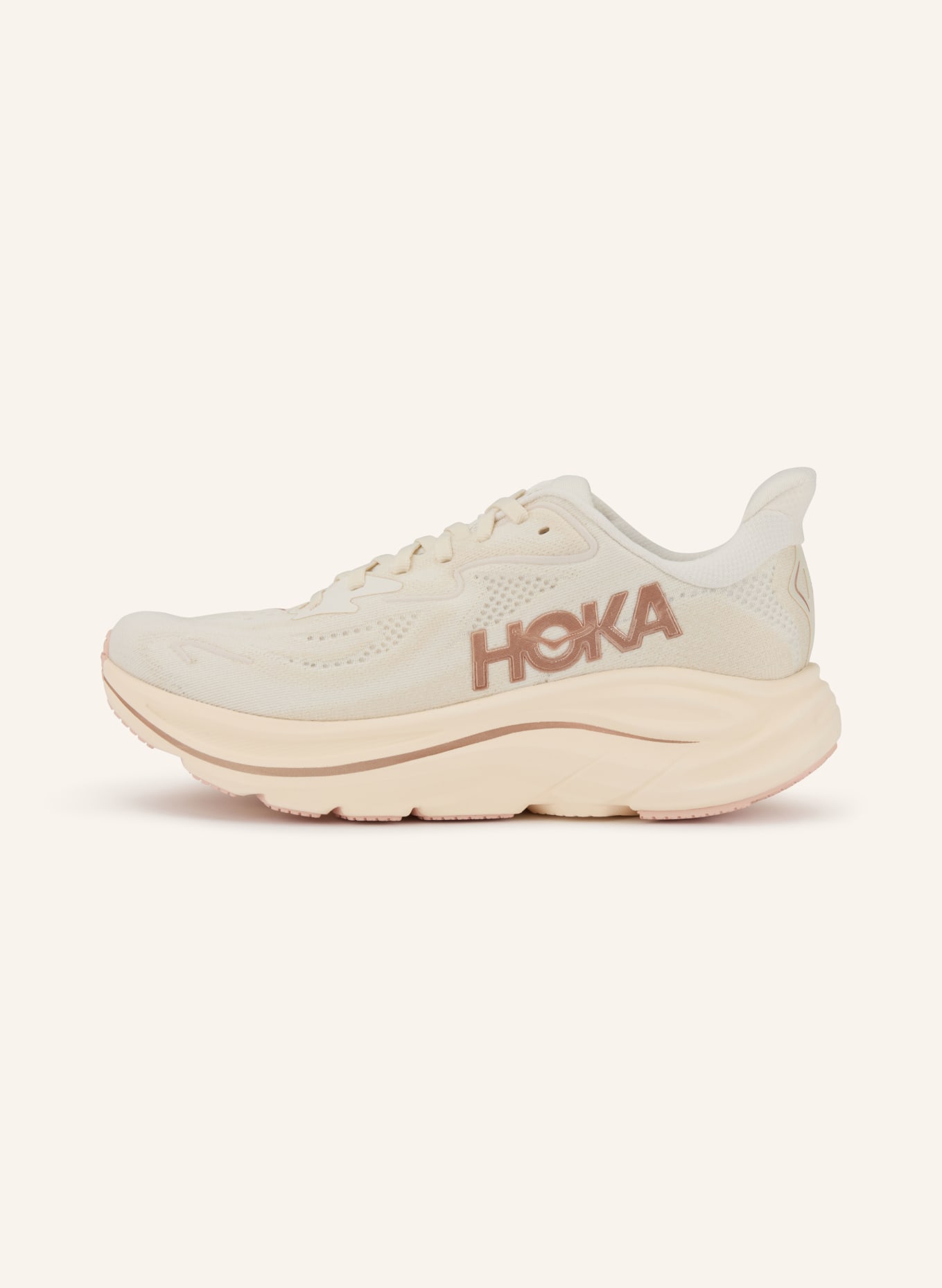 HOKA CLIFTON 10 running shoes: CREAM / SALMON