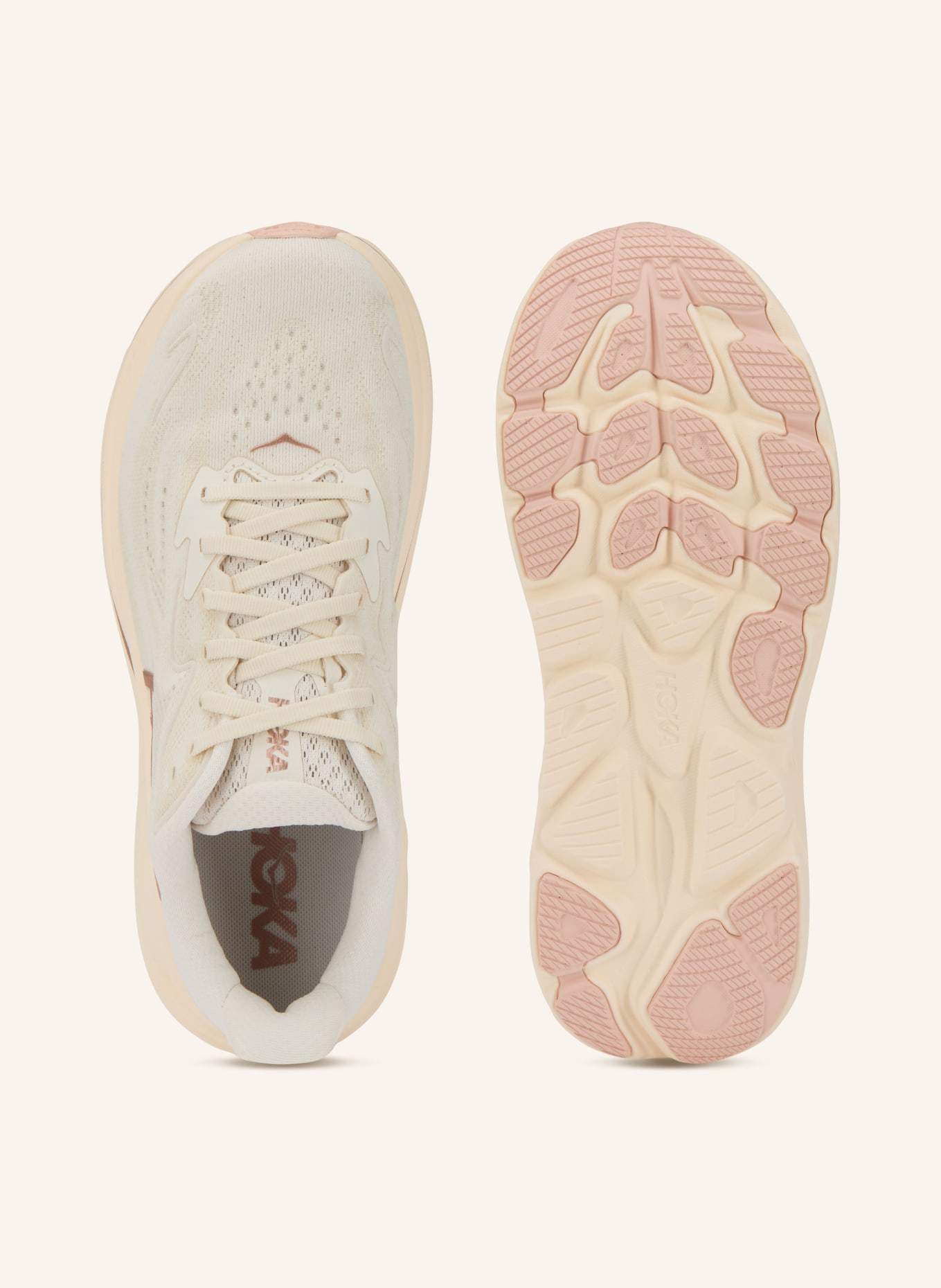 HOKA CLIFTON 10 running shoes: CREAM / SALMON