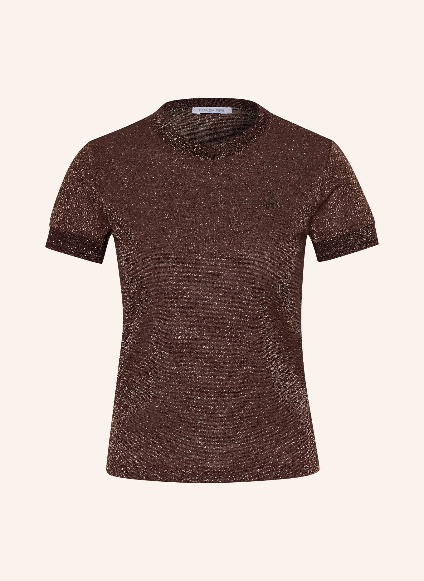 PATRIZIA PEPE Knit shirt with glitter thread: BROWN