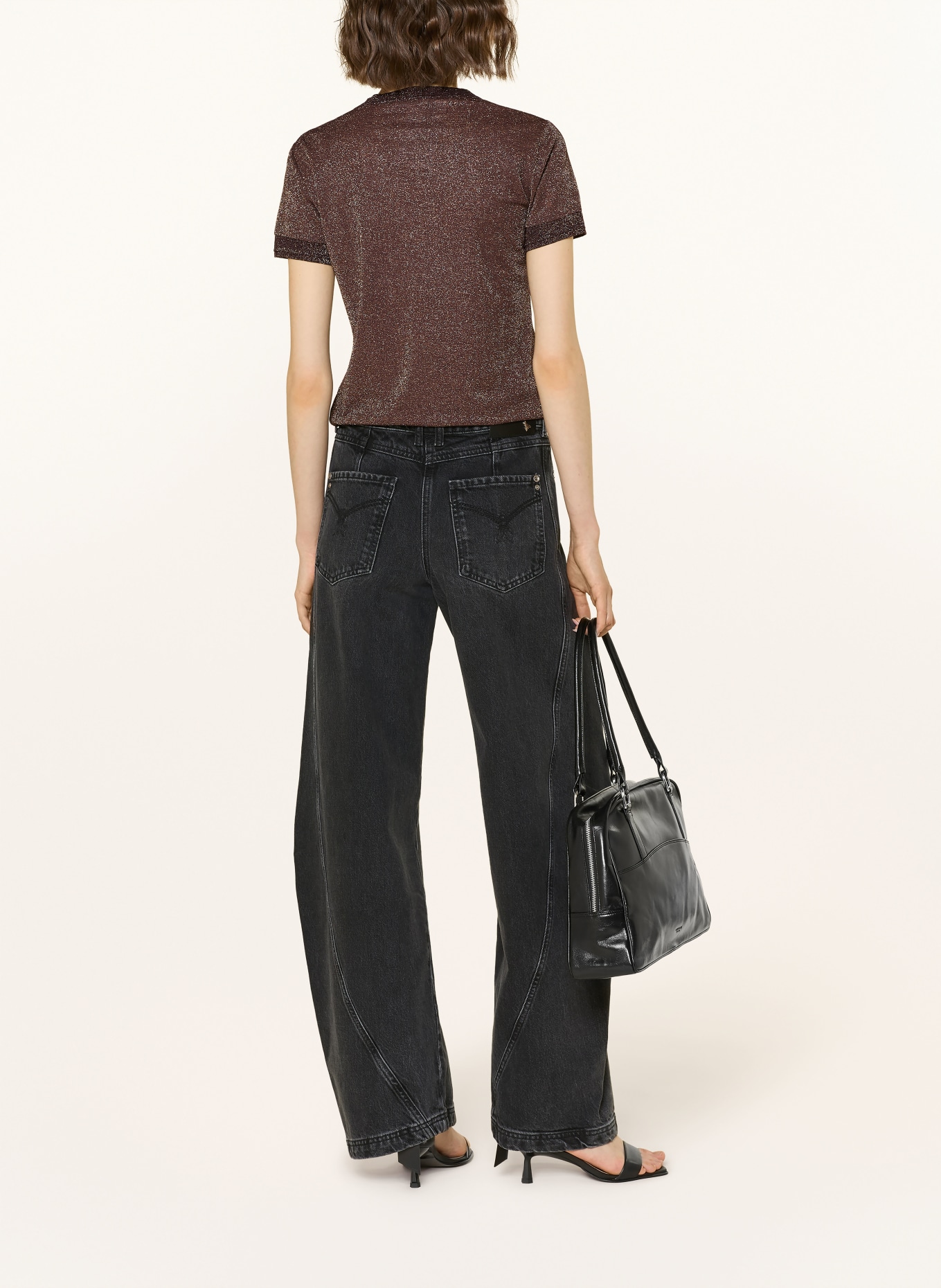 PATRIZIA PEPE Knit shirt with glitter thread: BROWN