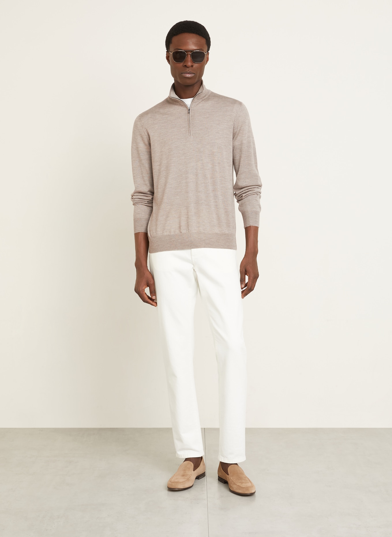 FIORONI Cashmere-Troyer mit Seide: TAUPE