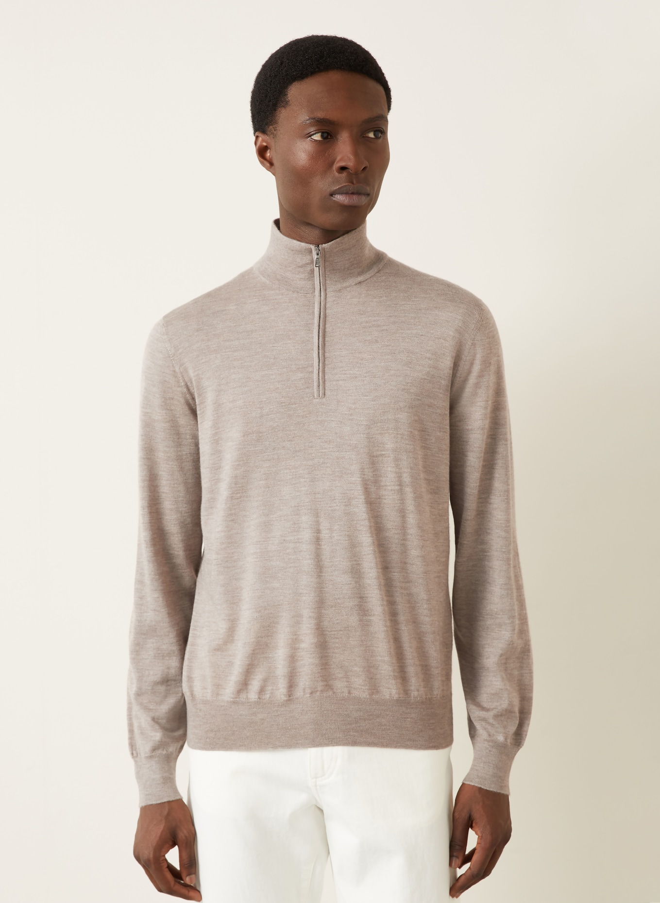 FIORONI Cashmere-Troyer mit Seide: TAUPE