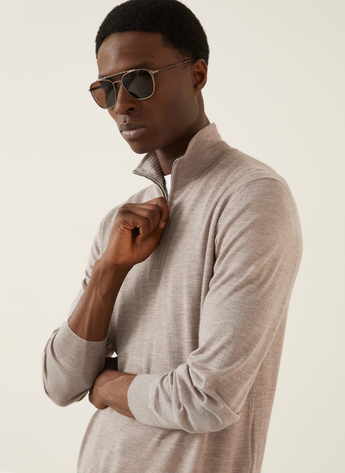 FIORONI Cashmere-Troyer mit Seide: TAUPE