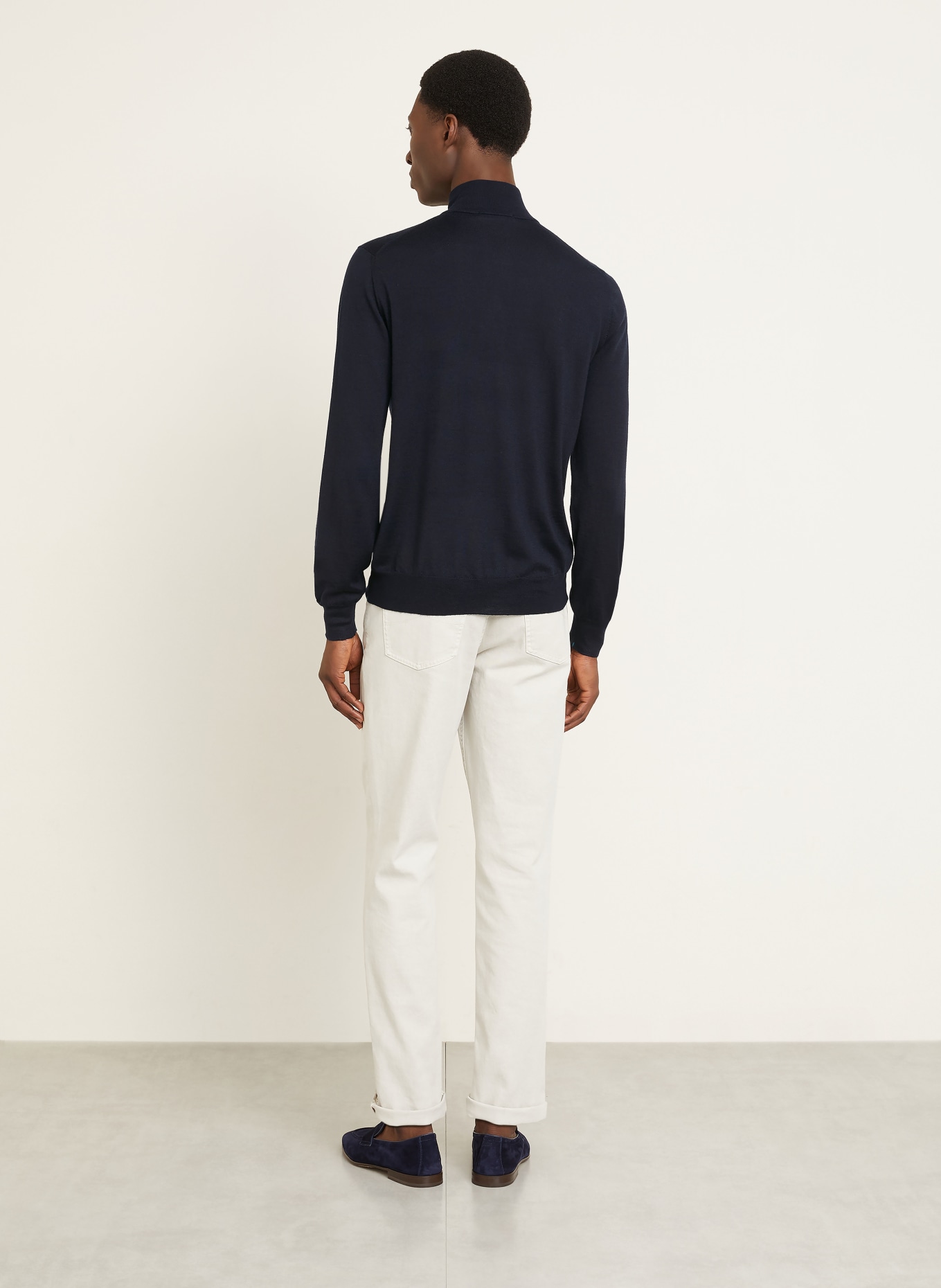 FIORONI Cashmere-Troyer mit Seide: DUNKELBLAU