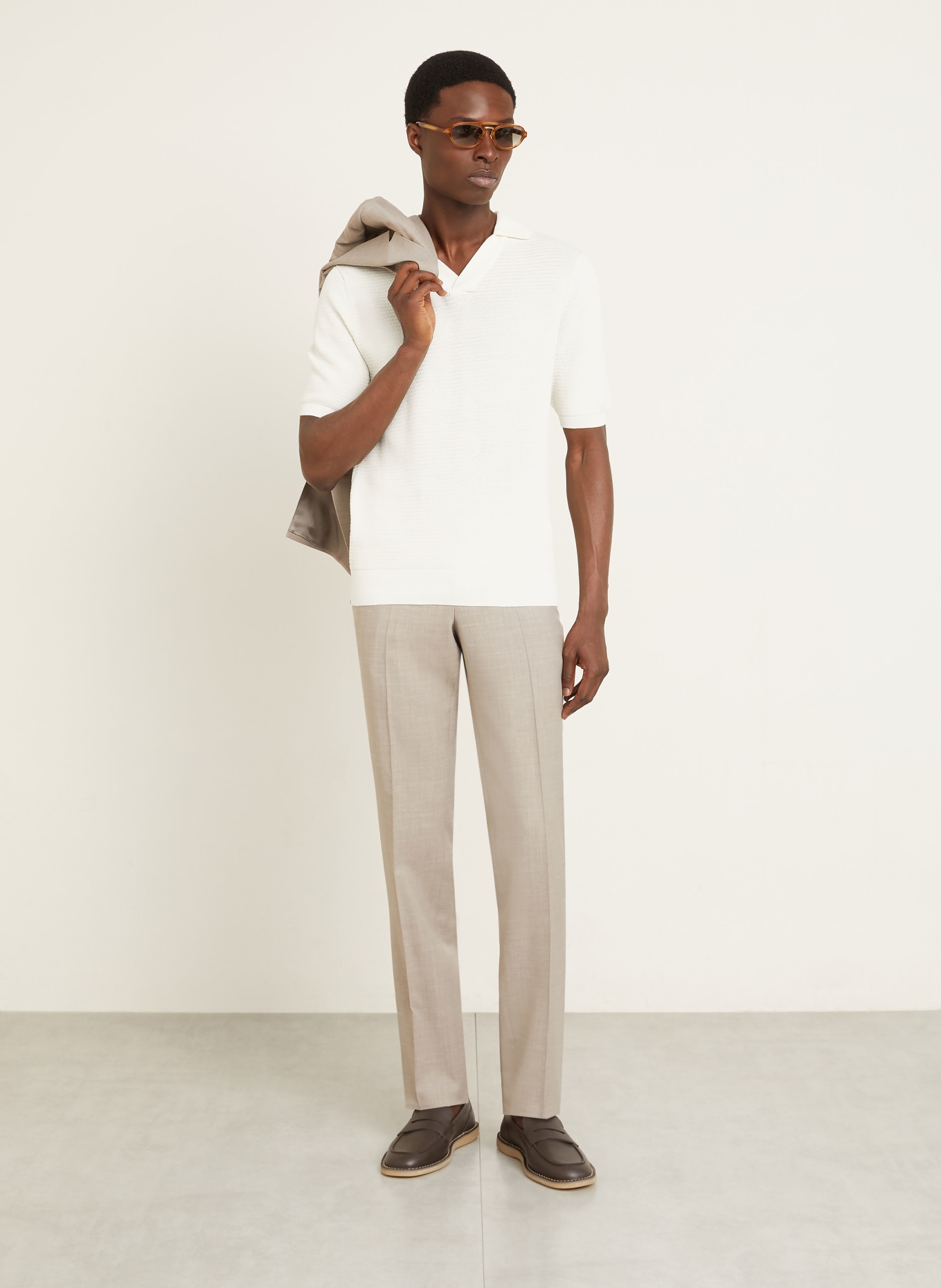 FIORONI Strick-Poloshirt: CREME