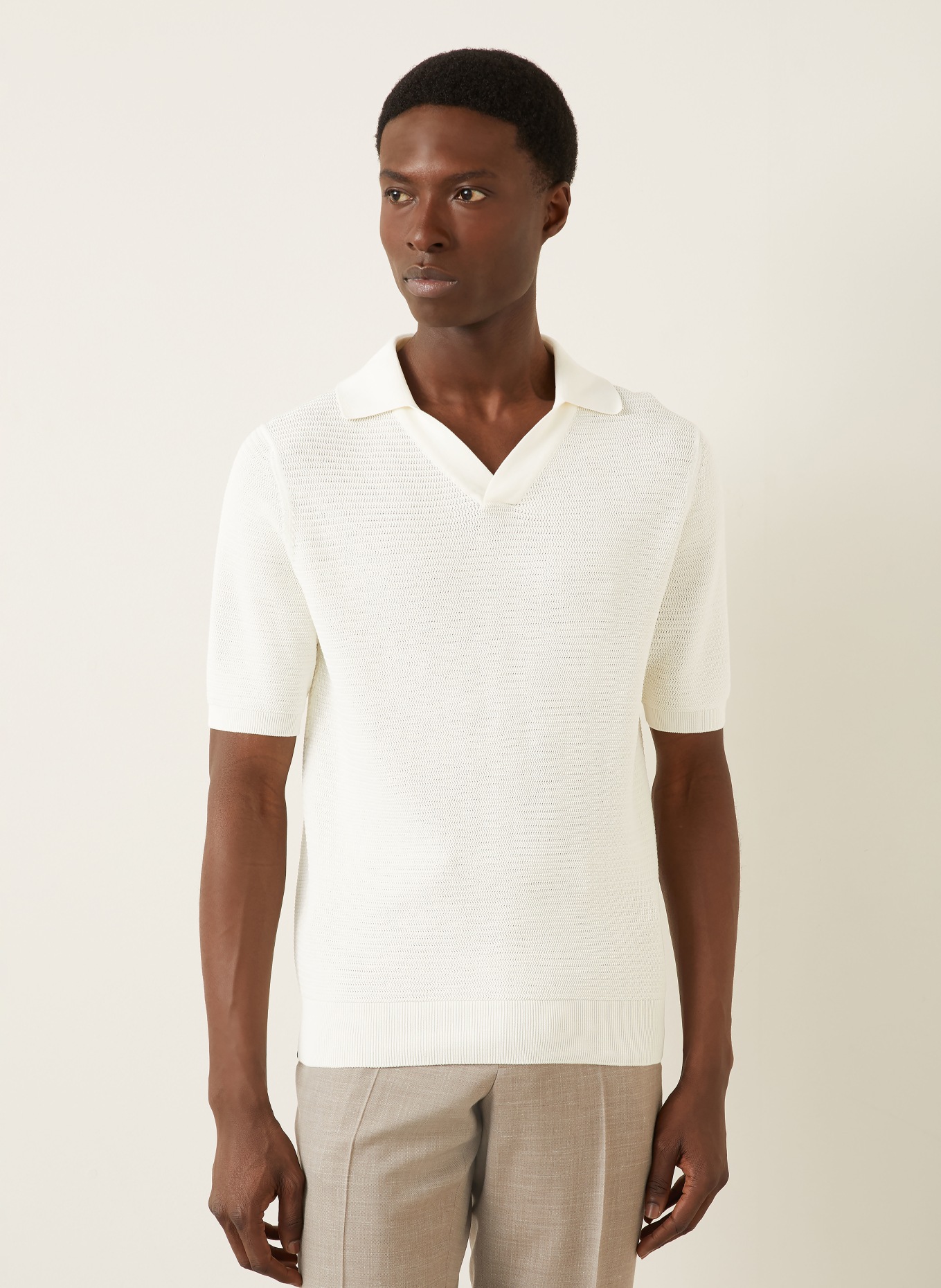 FIORONI Strick-Poloshirt: CREME