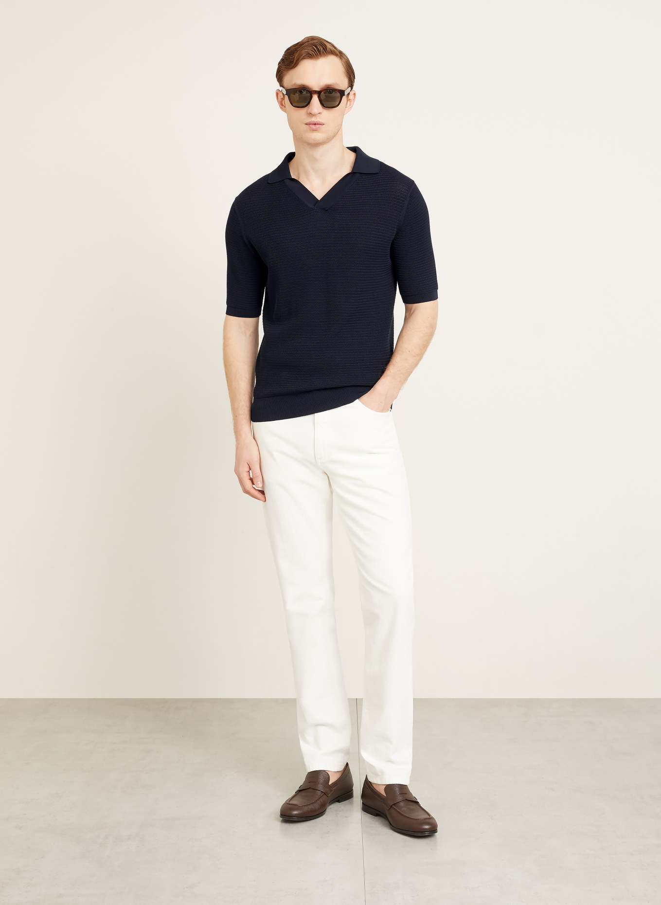 FIORONI Strick-Poloshirt: SCHWARZ