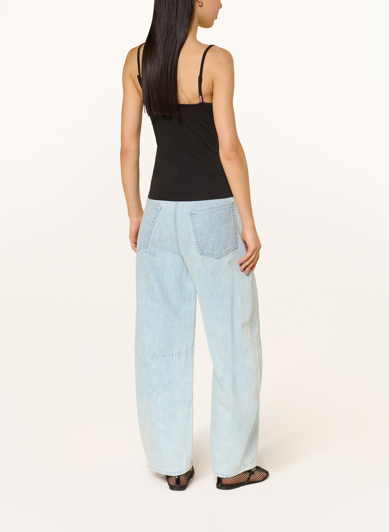 TOMMY JEANS Top: ČERNÁ / TMAVĚ ČERVENÁ / BÍLÁ