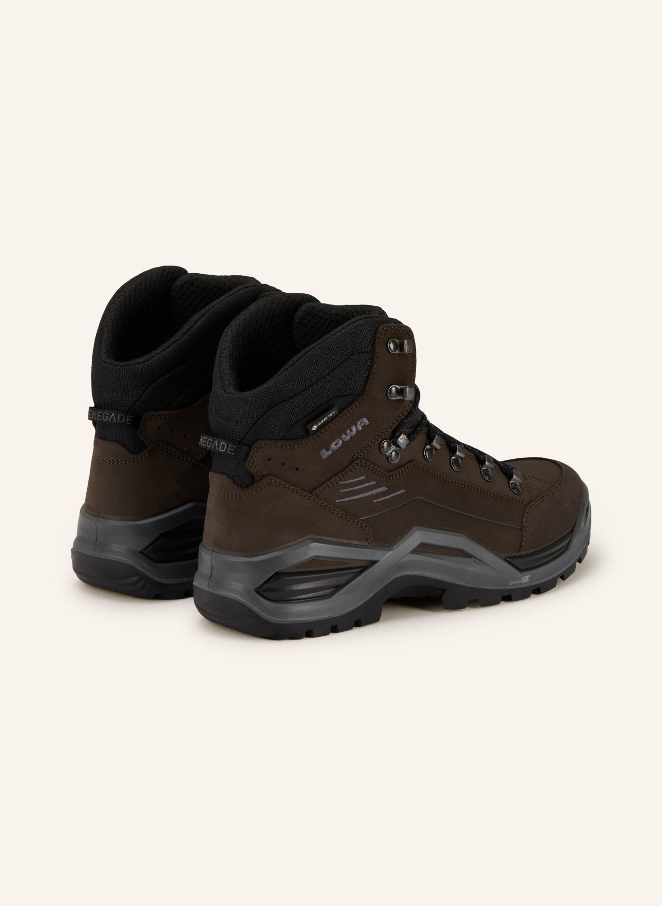 LOWA Wanderschuhe RENEGADE EVO GTX MID: DUNKELBRAUN / BLAUGRAU / SCHWARZ