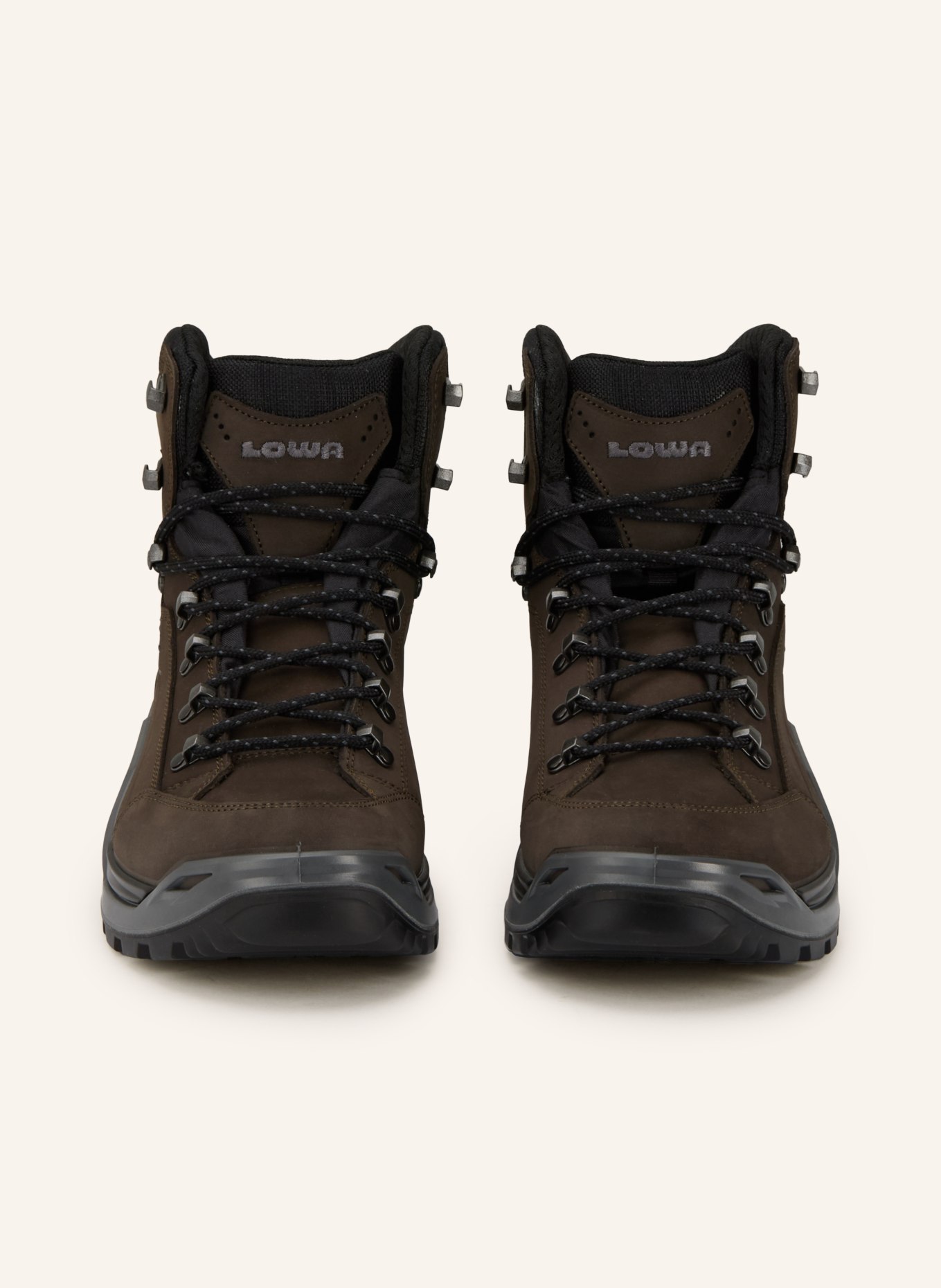 LOWA Wanderschuhe RENEGADE EVO GTX MID: DUNKELBRAUN / BLAUGRAU / SCHWARZ