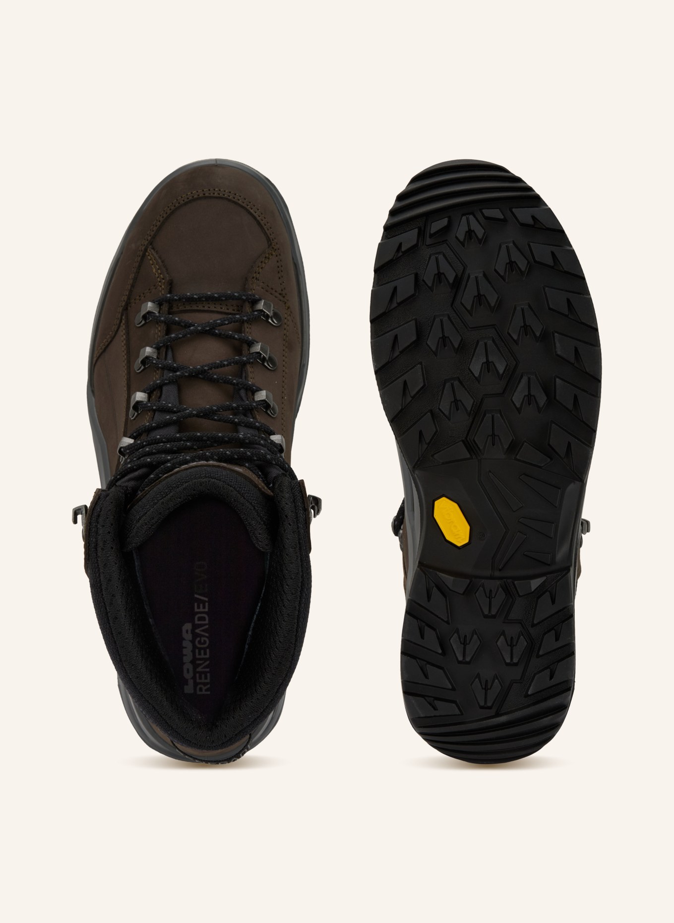 LOWA Wanderschuhe RENEGADE EVO GTX MID: DUNKELBRAUN / BLAUGRAU / SCHWARZ