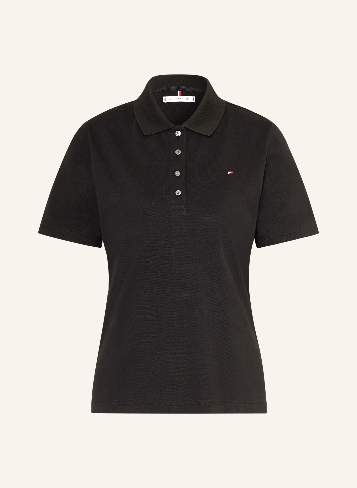 TOMMY HILFIGER Piqué-Poloshirt: SCHWARZ