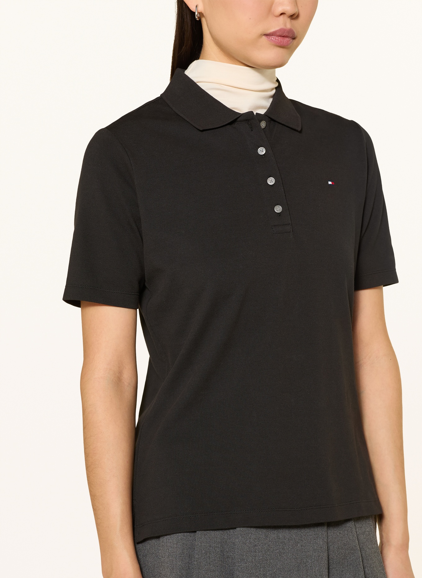 TOMMY HILFIGER Piqué-Poloshirt: SCHWARZ