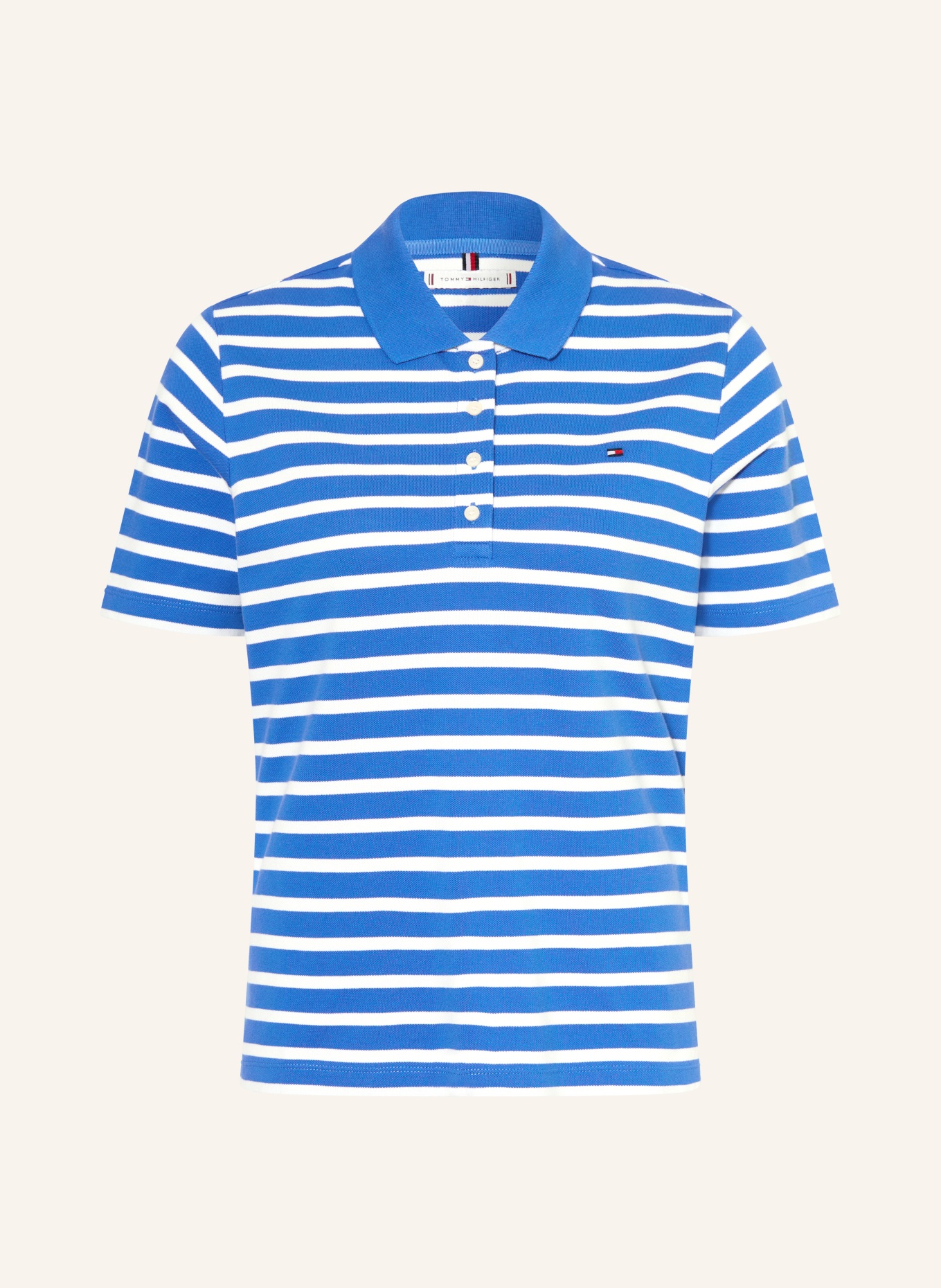 TOMMY HILFIGER Piqué-Poloshirt: BLAU / WEISS