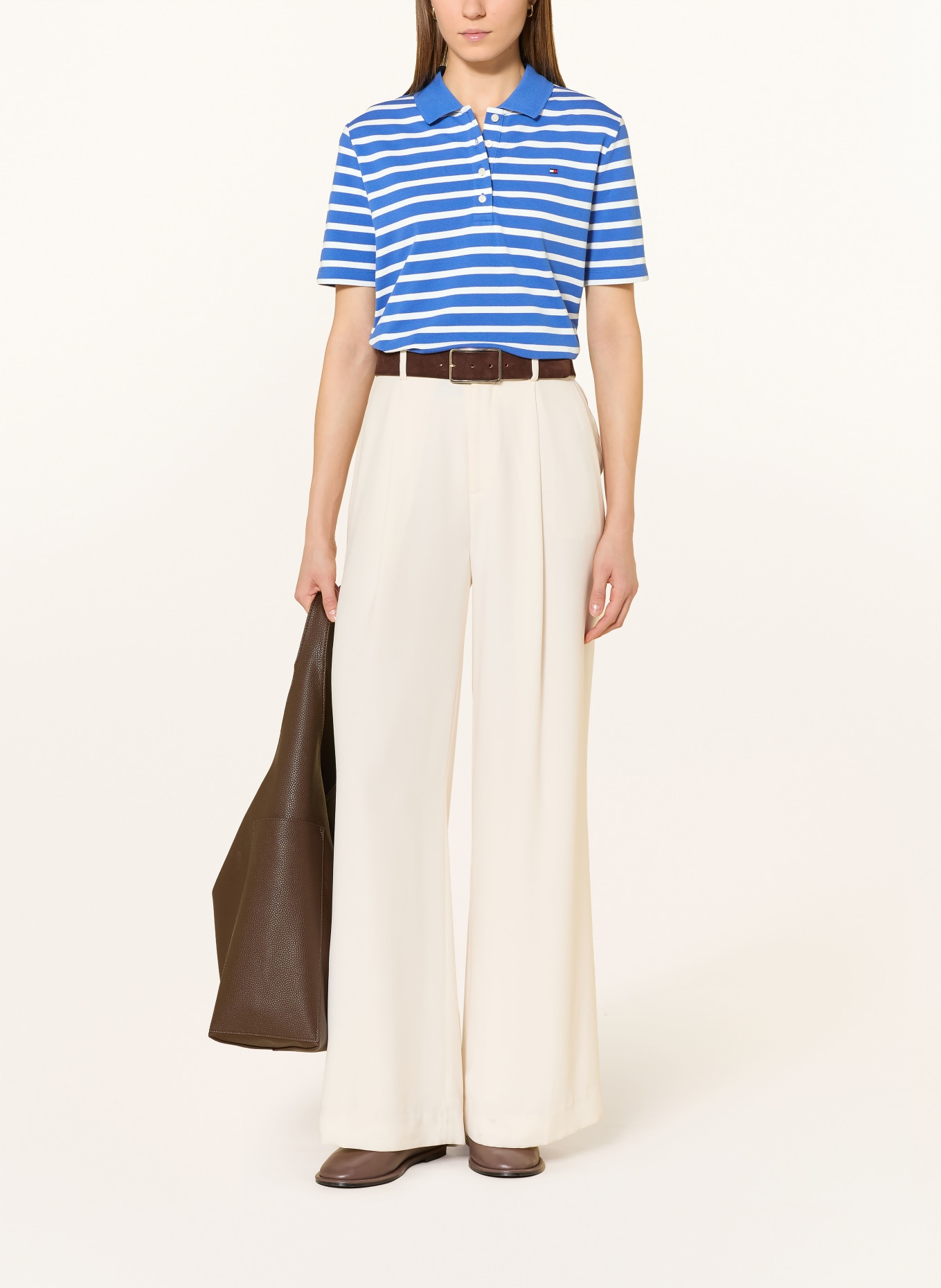 TOMMY HILFIGER Piqué-Poloshirt: BLAU / WEISS