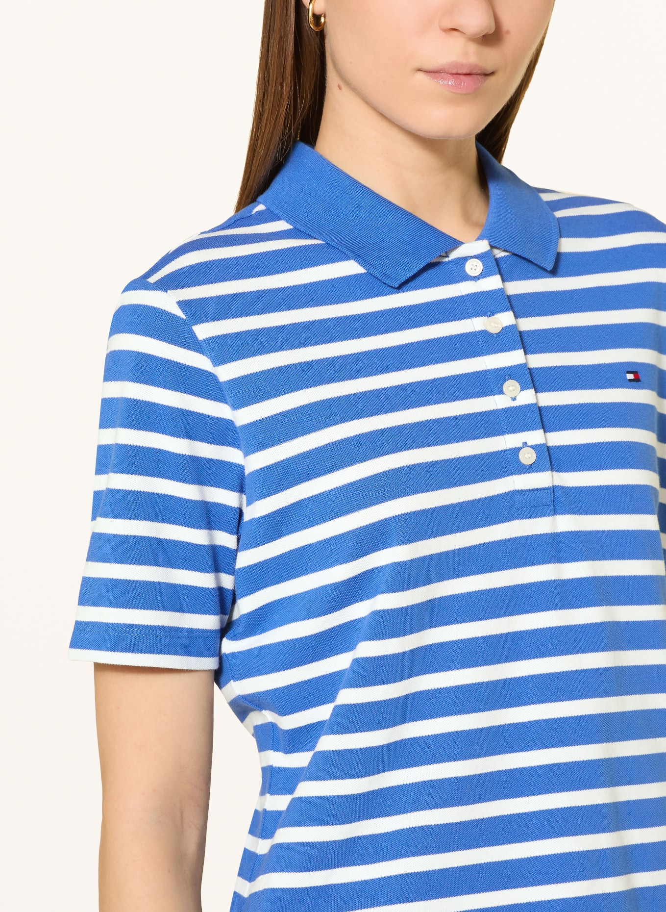TOMMY HILFIGER Piqué-Poloshirt: BLAU / WEISS
