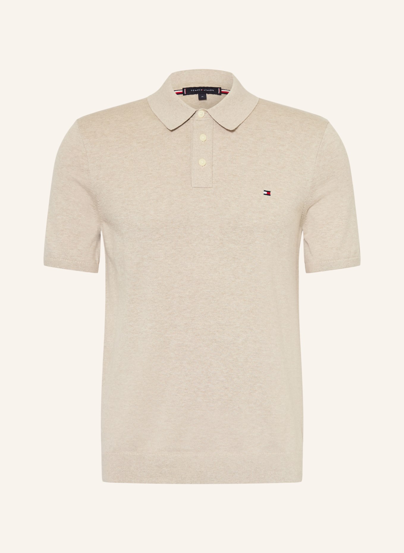 TOMMY HILFIGER Strick-Poloshirt: BEIGE