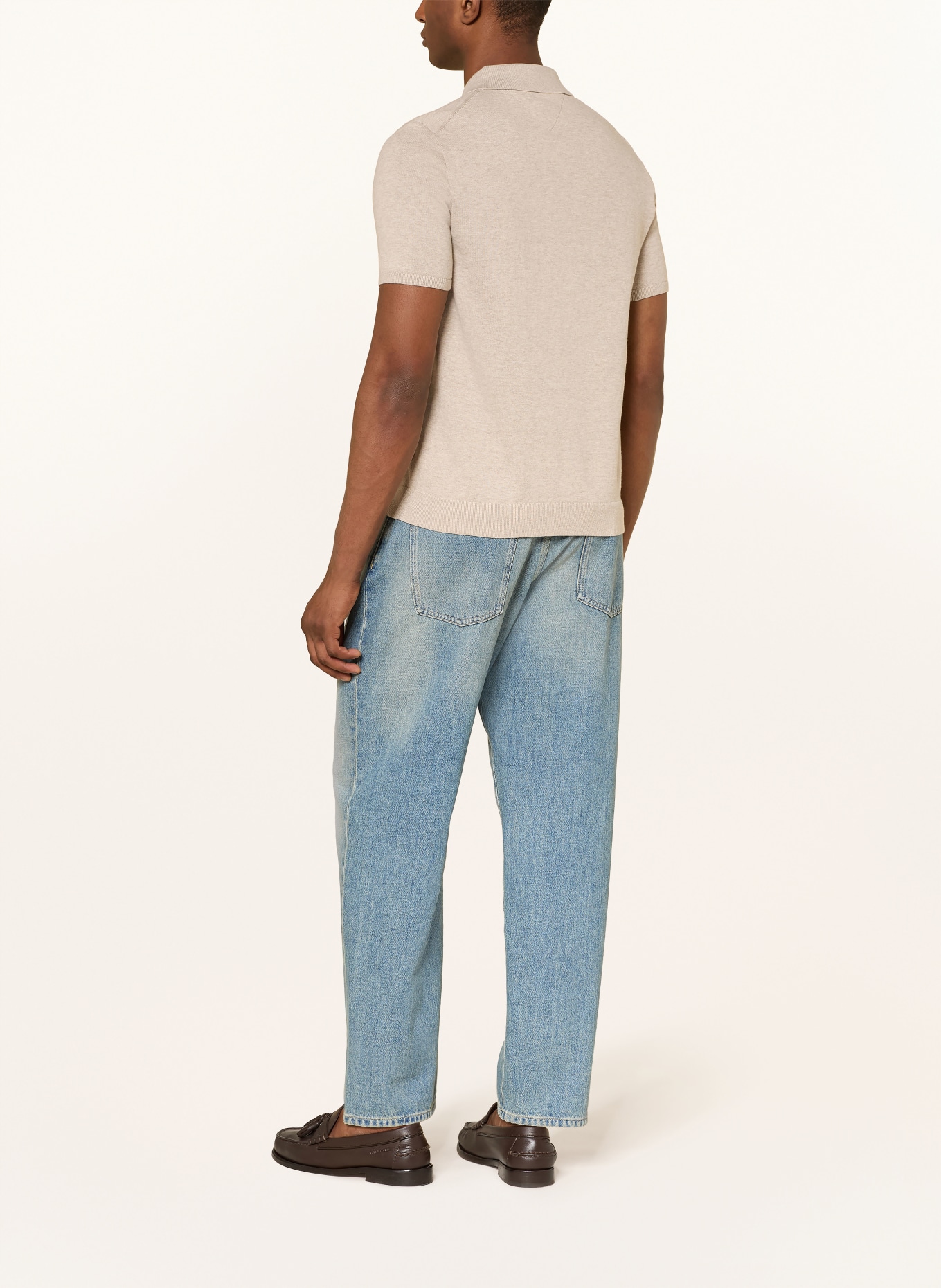 TOMMY HILFIGER Strick-Poloshirt: BEIGE