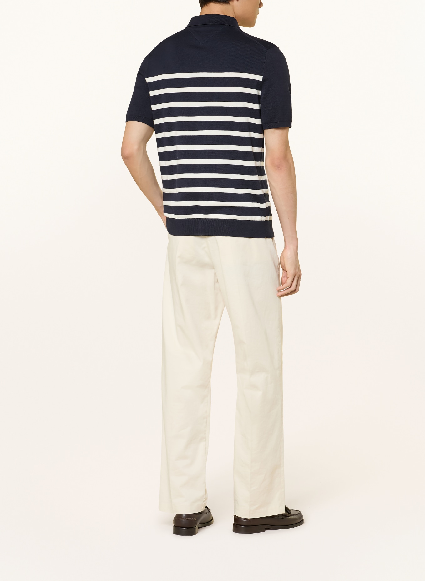 TOMMY HILFIGER Úpletová polokošile: TMAVĚ MODRÁ / BÍLÁ