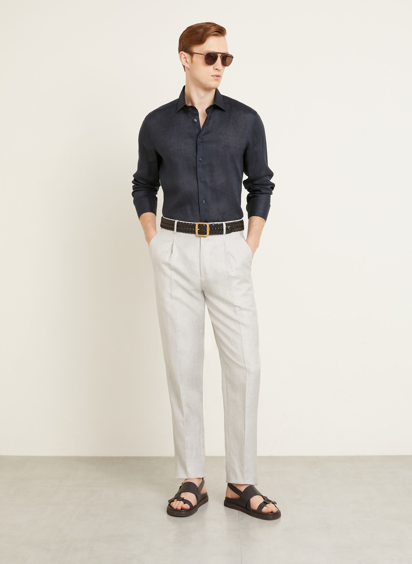 ETRO Leinenhemd Regular Fit: DUNKELBLAU