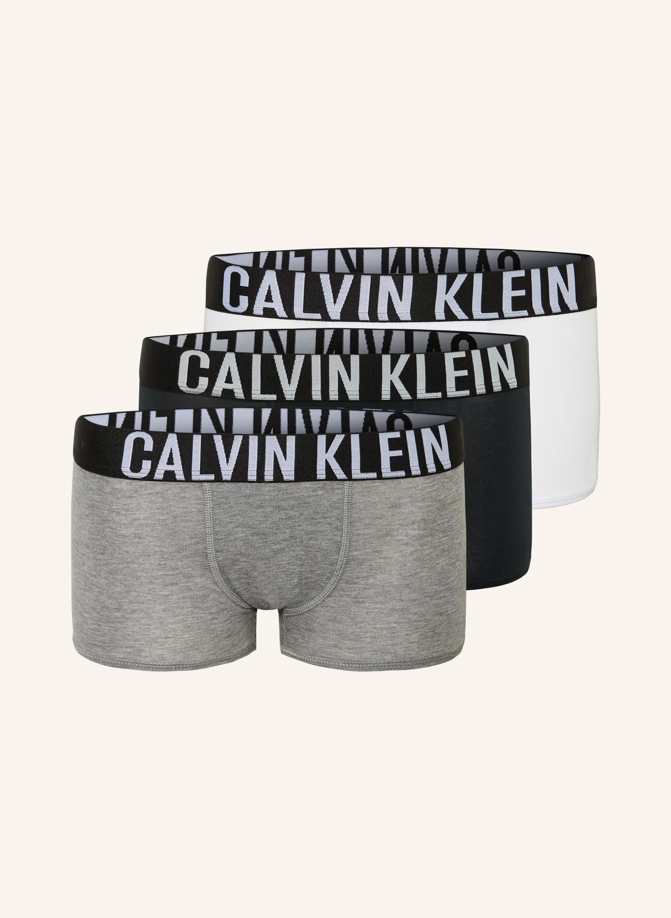 Calvin Klein 3er-Pack Boxershorts: WEISS / GRAU / SCHWARZ