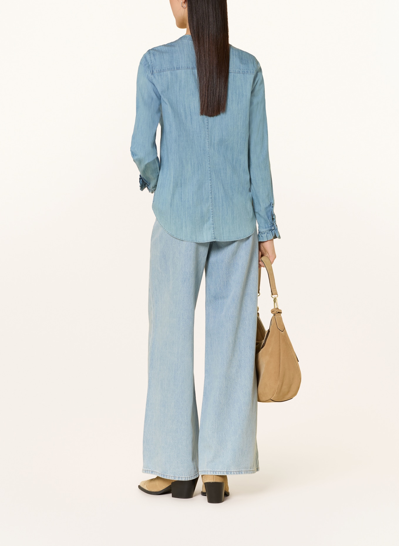 MOS MOSH Košilová halenka MMMATTIE FLIP z denimu: MODRÁ