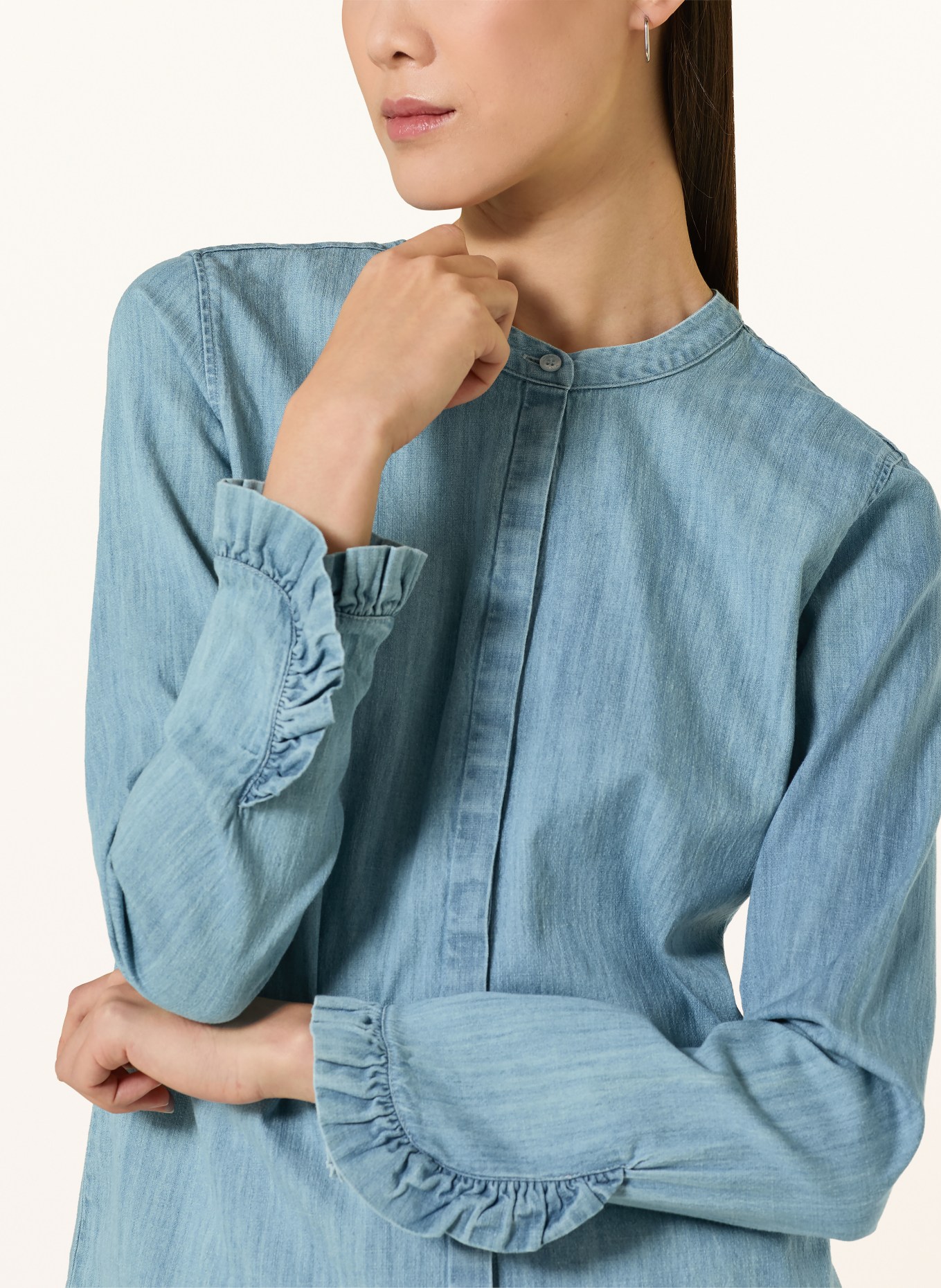 MOS MOSH Košilová halenka MMMATTIE FLIP z denimu: MODRÁ