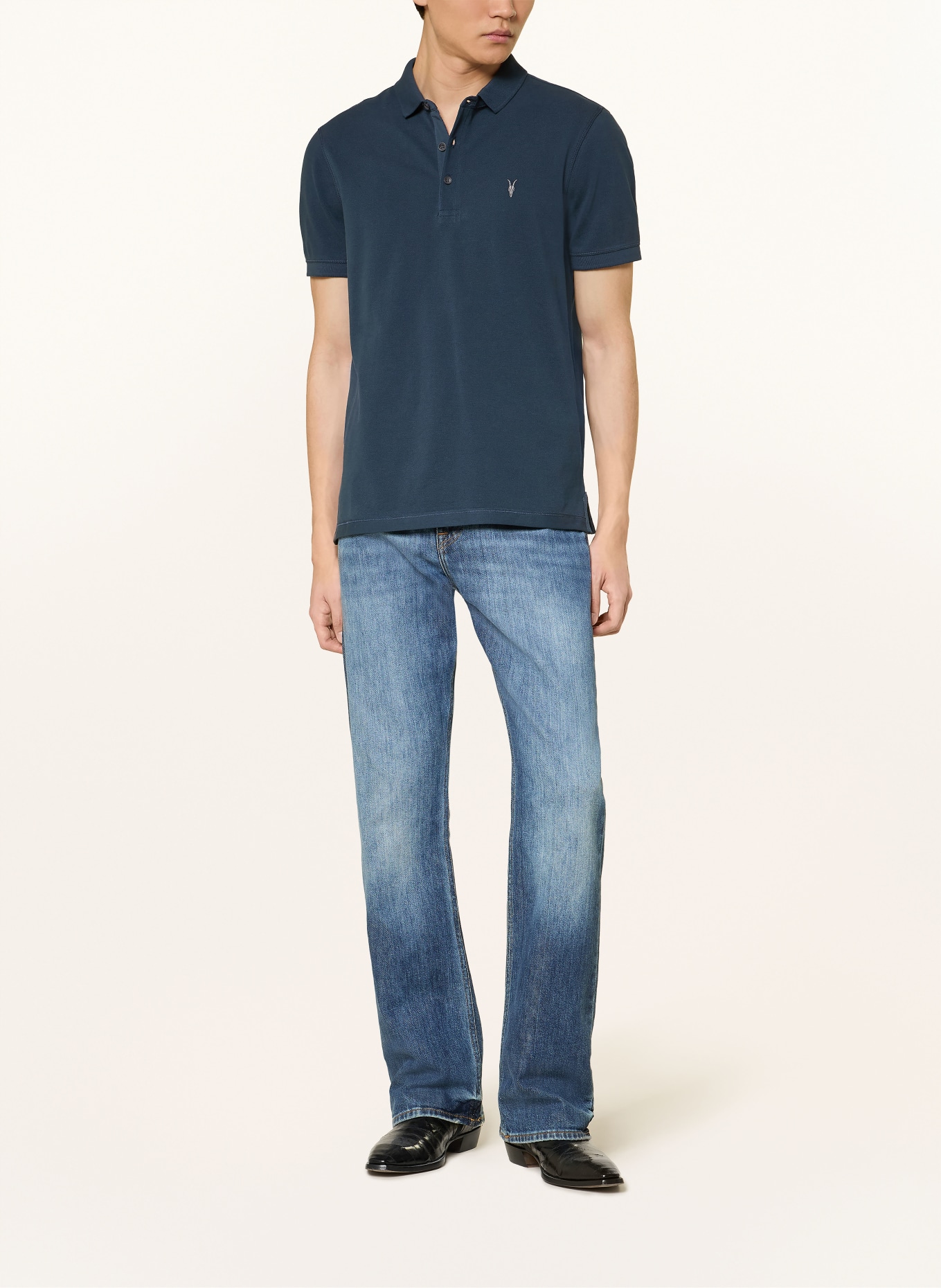 ALLSAINTS Piqué-Poloshirt REFORM Slim Fit: DUNKELBLAU