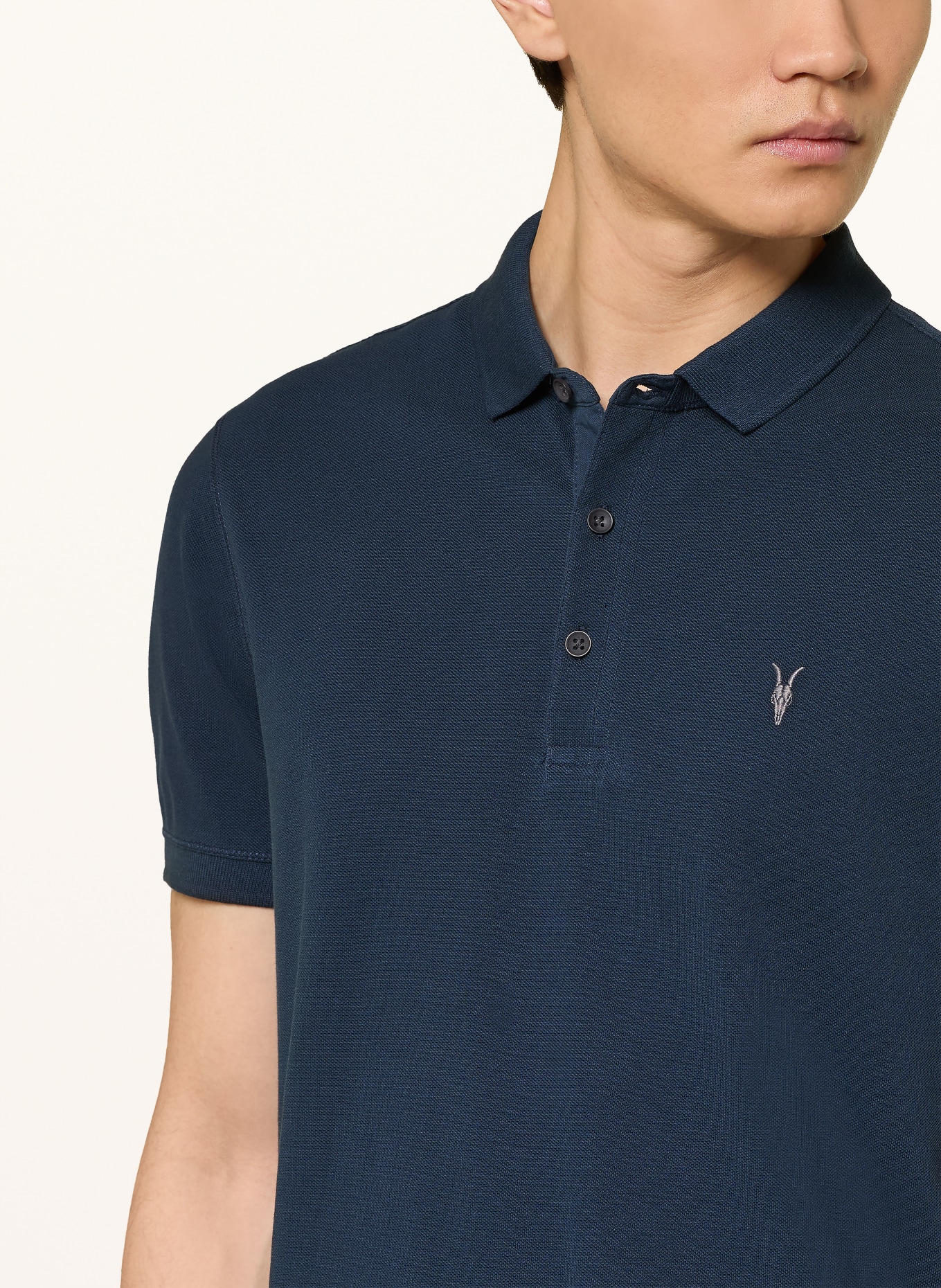 ALLSAINTS Piqué-Poloshirt REFORM Slim Fit: DUNKELBLAU