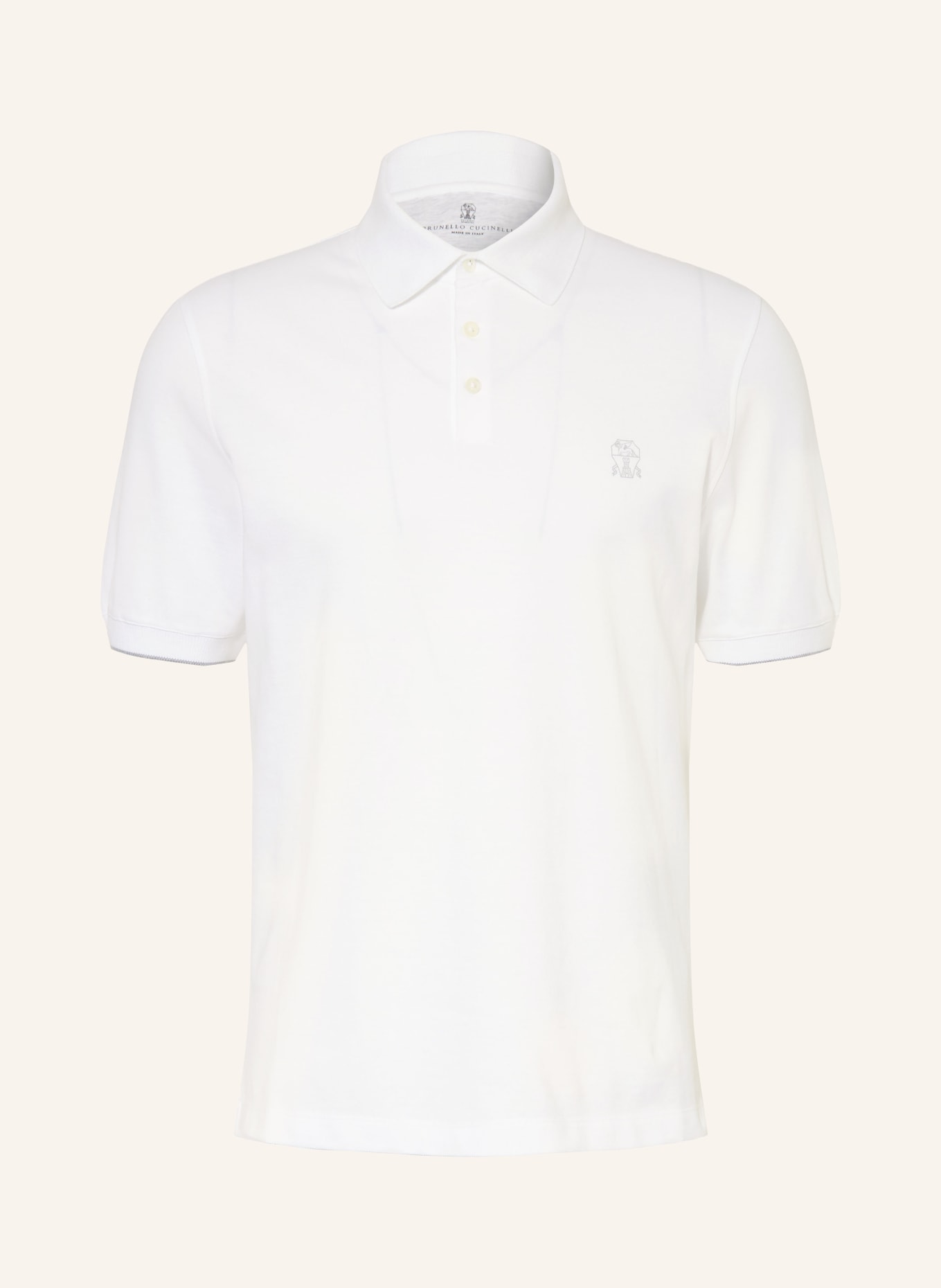 BRUNELLO CUCINELLI Piqué-Poloshirt: WEISS