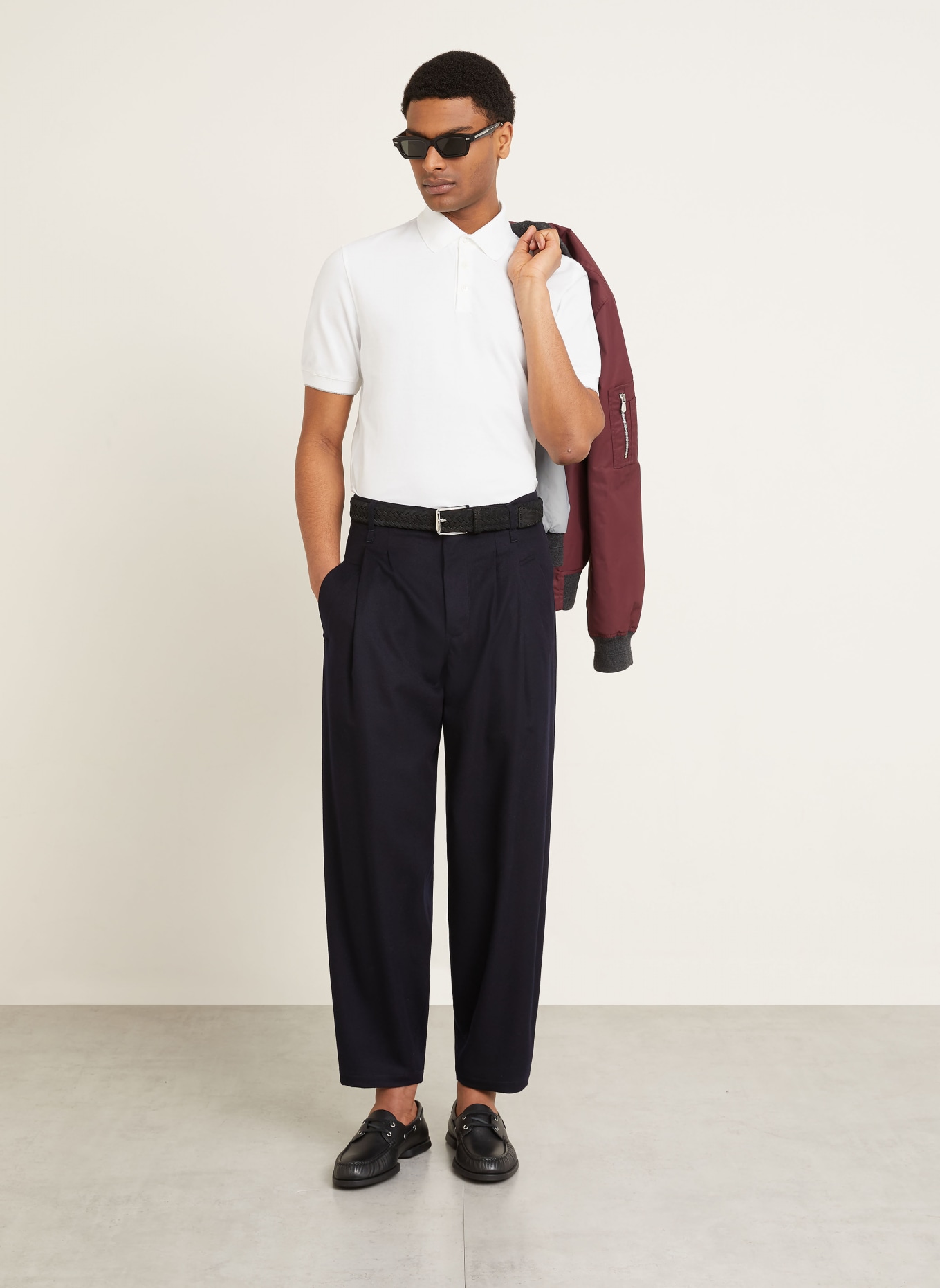 BRUNELLO CUCINELLI Piqué-Poloshirt: WEISS