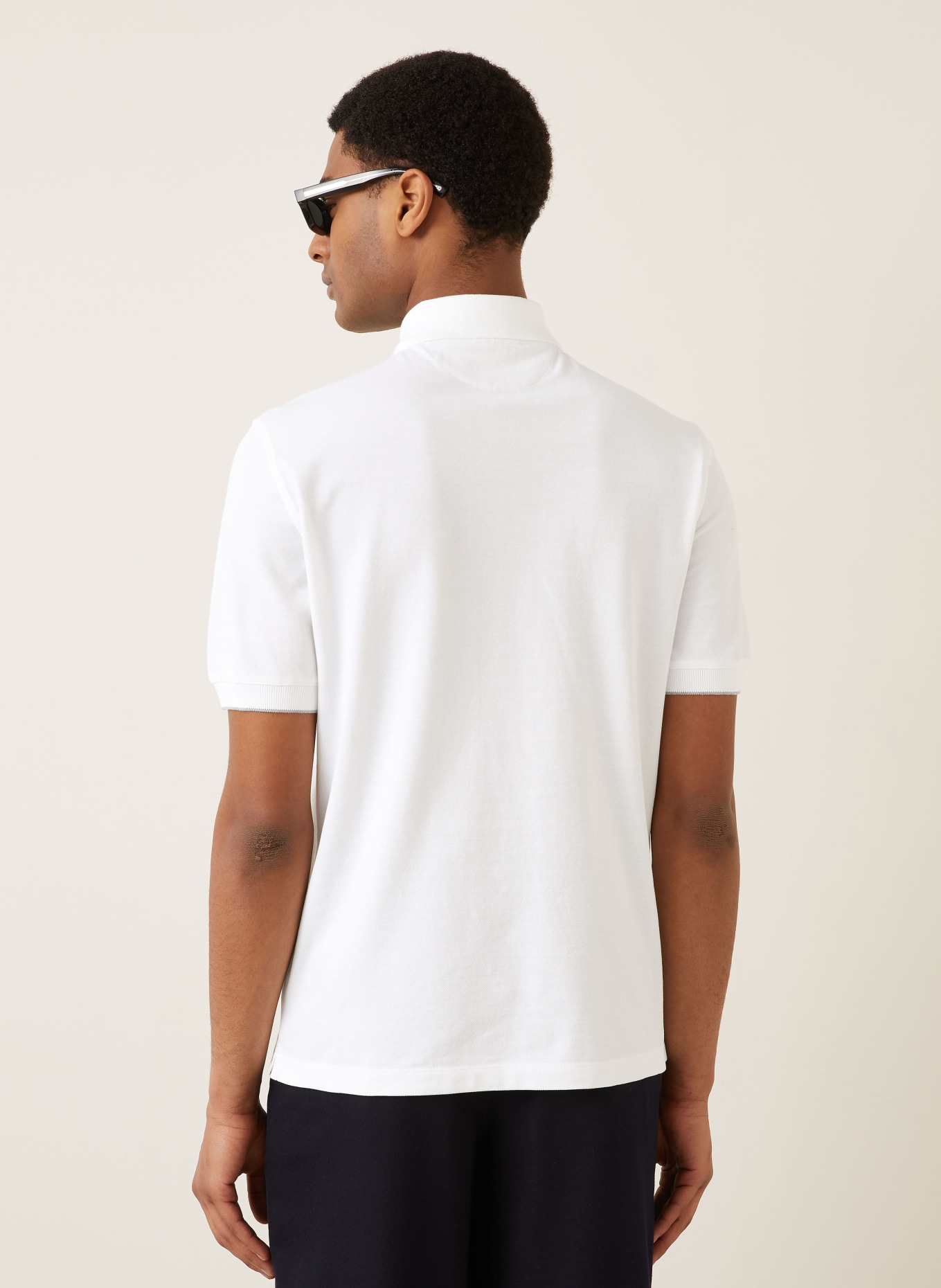 BRUNELLO CUCINELLI Piqué-Poloshirt: WEISS