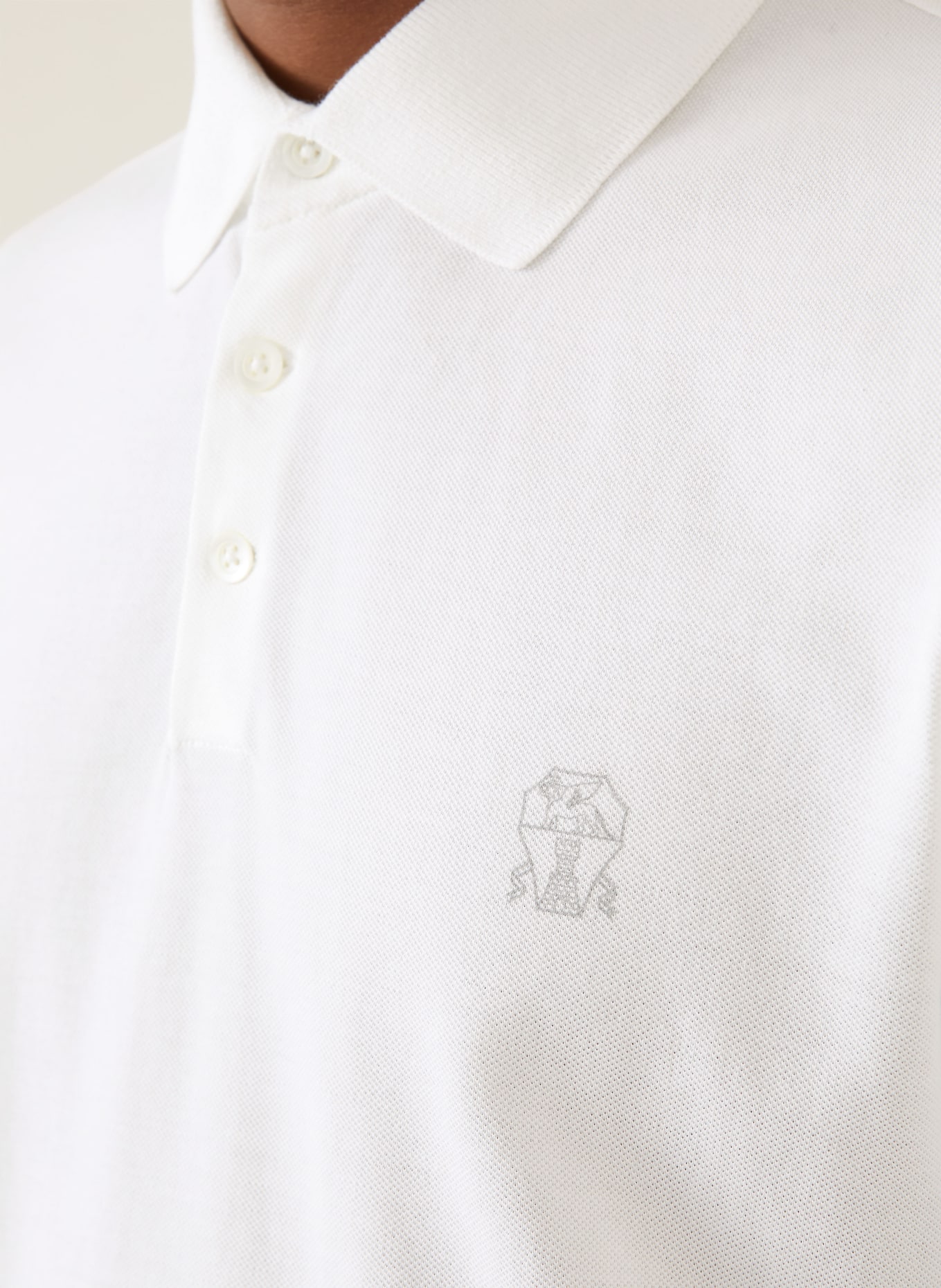 BRUNELLO CUCINELLI Piqué-Poloshirt: WEISS
