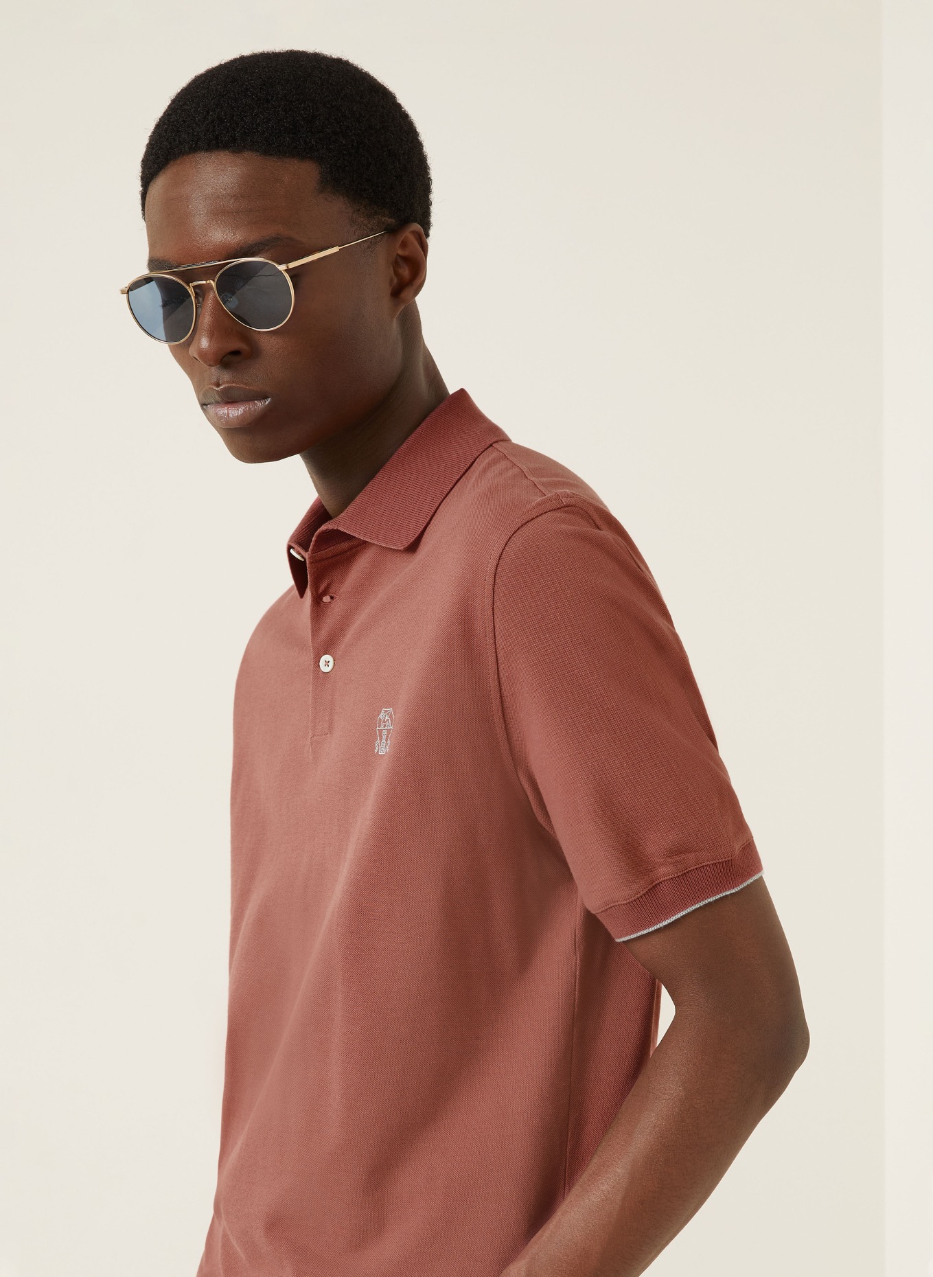 BRUNELLO CUCINELLI Piqué-Poloshirt: HELLROT