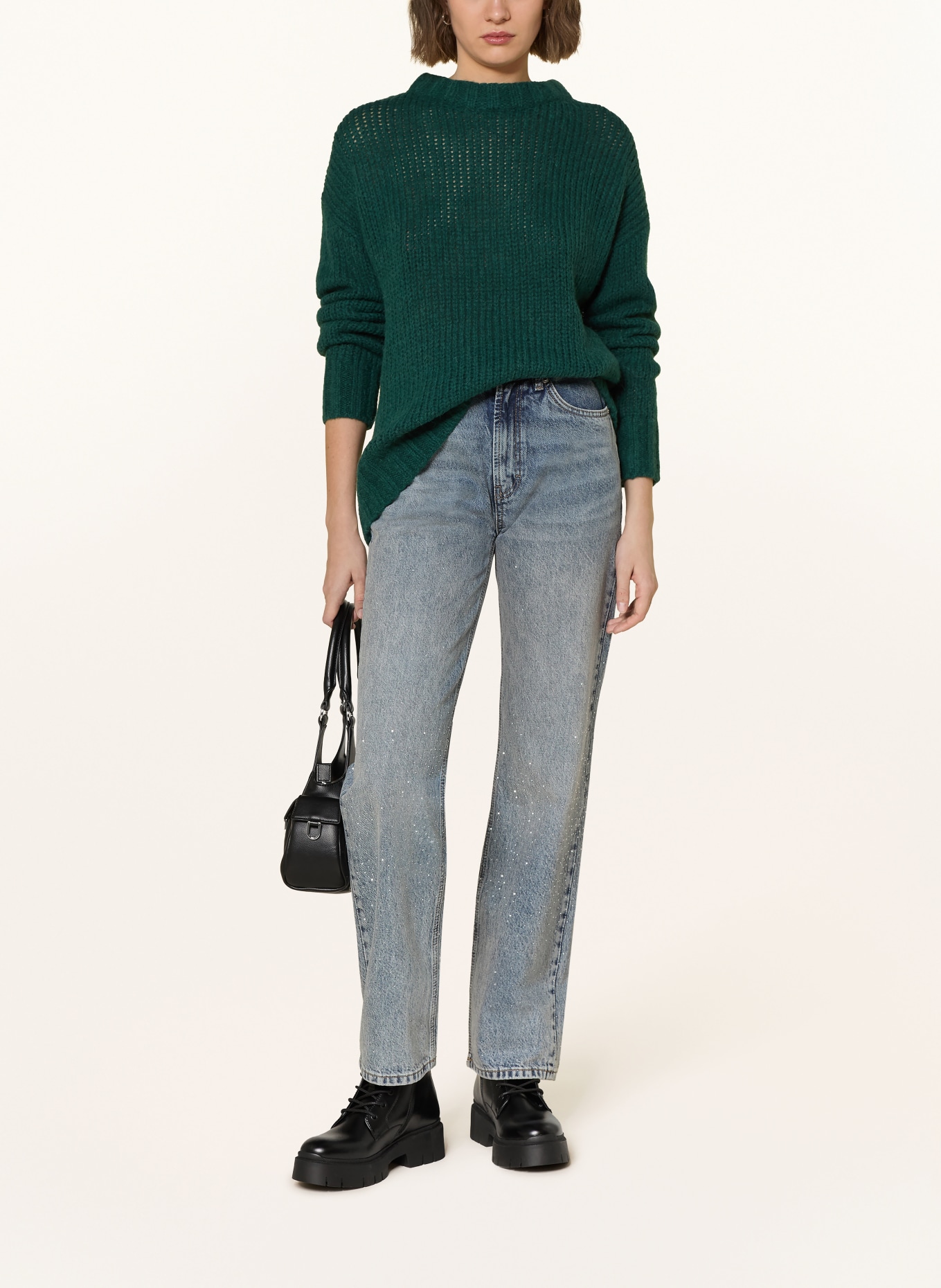 HUGO Sweter SLOOSSY: CIEMNOZIELONY