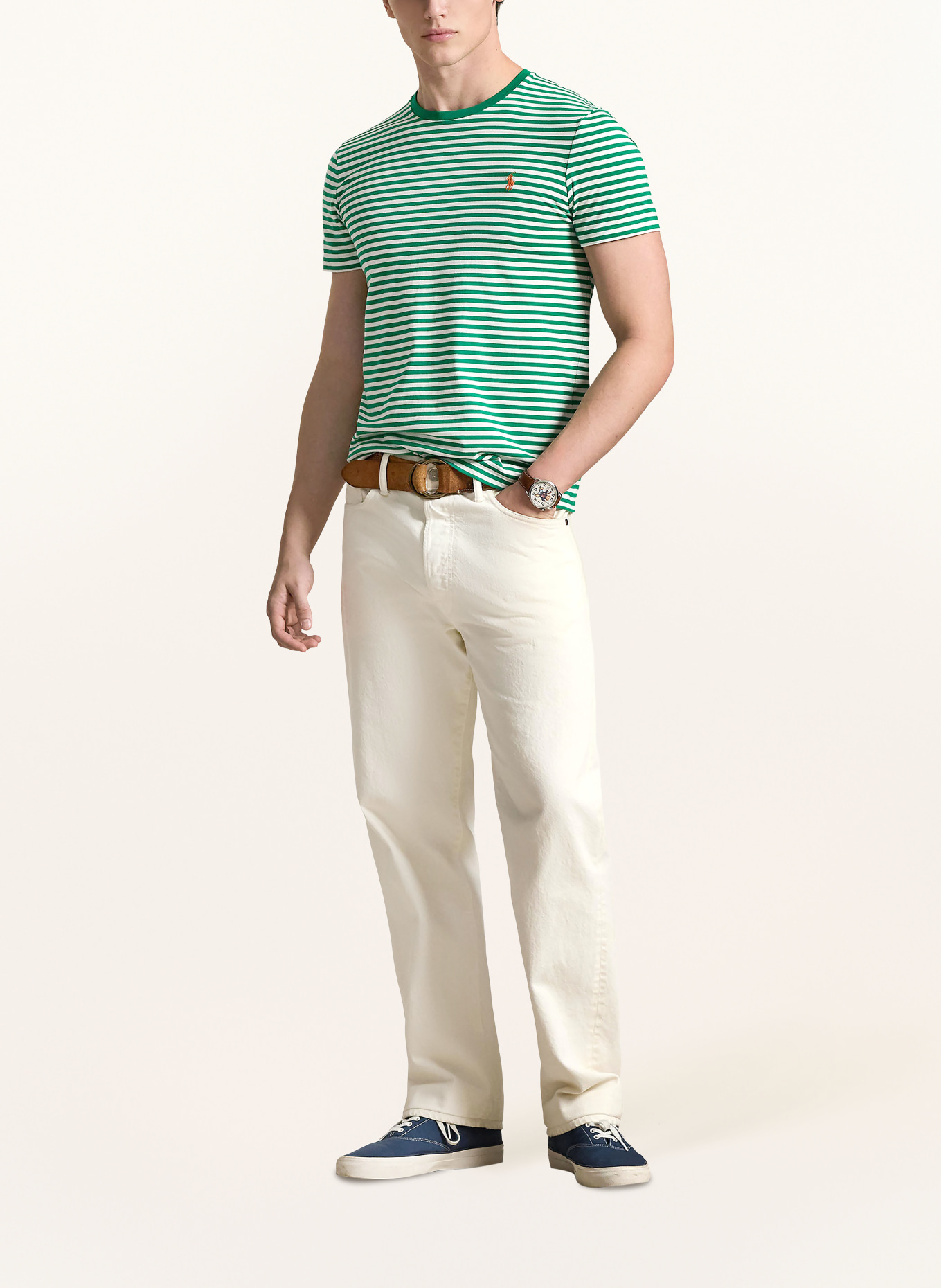 POLO RALPH LAUREN Tričko: ZELENÁ / BÍLÁ