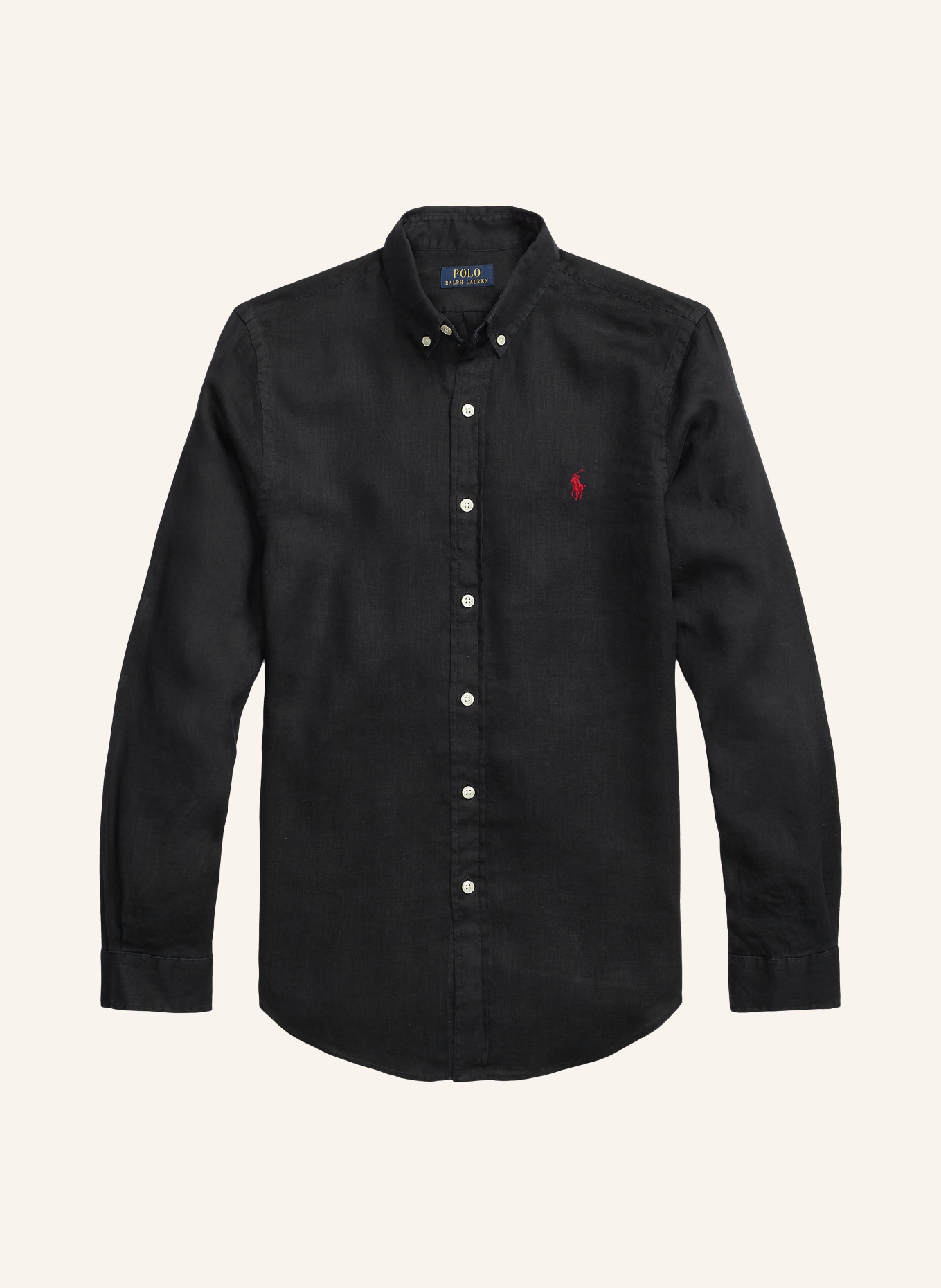 POLO RALPH LAUREN Leinenhemd Custom Fit: SCHWARZ
