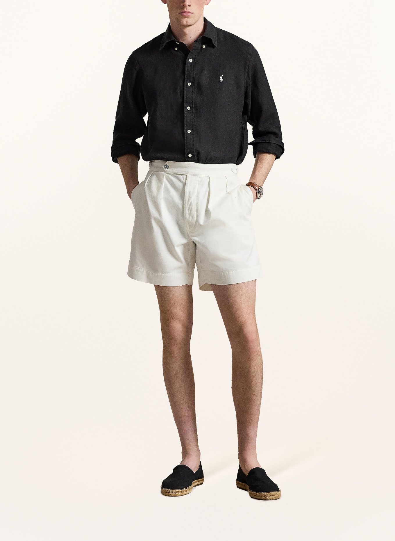 POLO RALPH LAUREN Leinenhemd Custom Fit: SCHWARZ