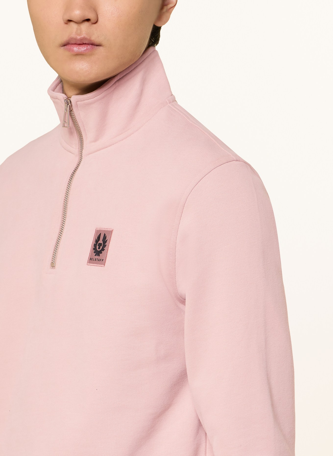 BELSTAFF Half-zip sweater in sweatshirt fabric: ROSE