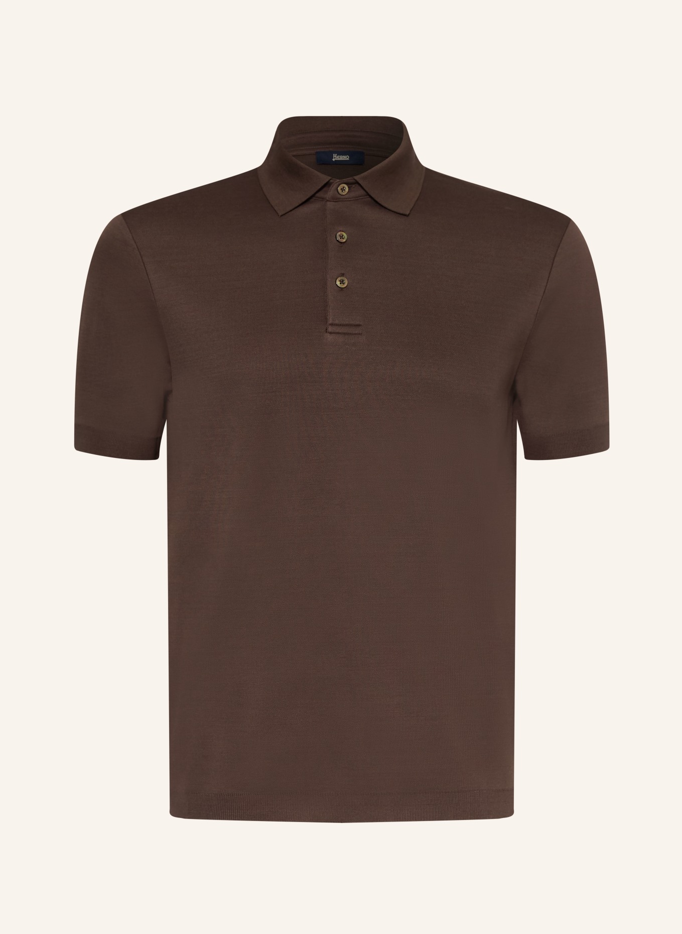 HERNO Koszulka polo z dżerseju: CIEMNOBRĄZOWY