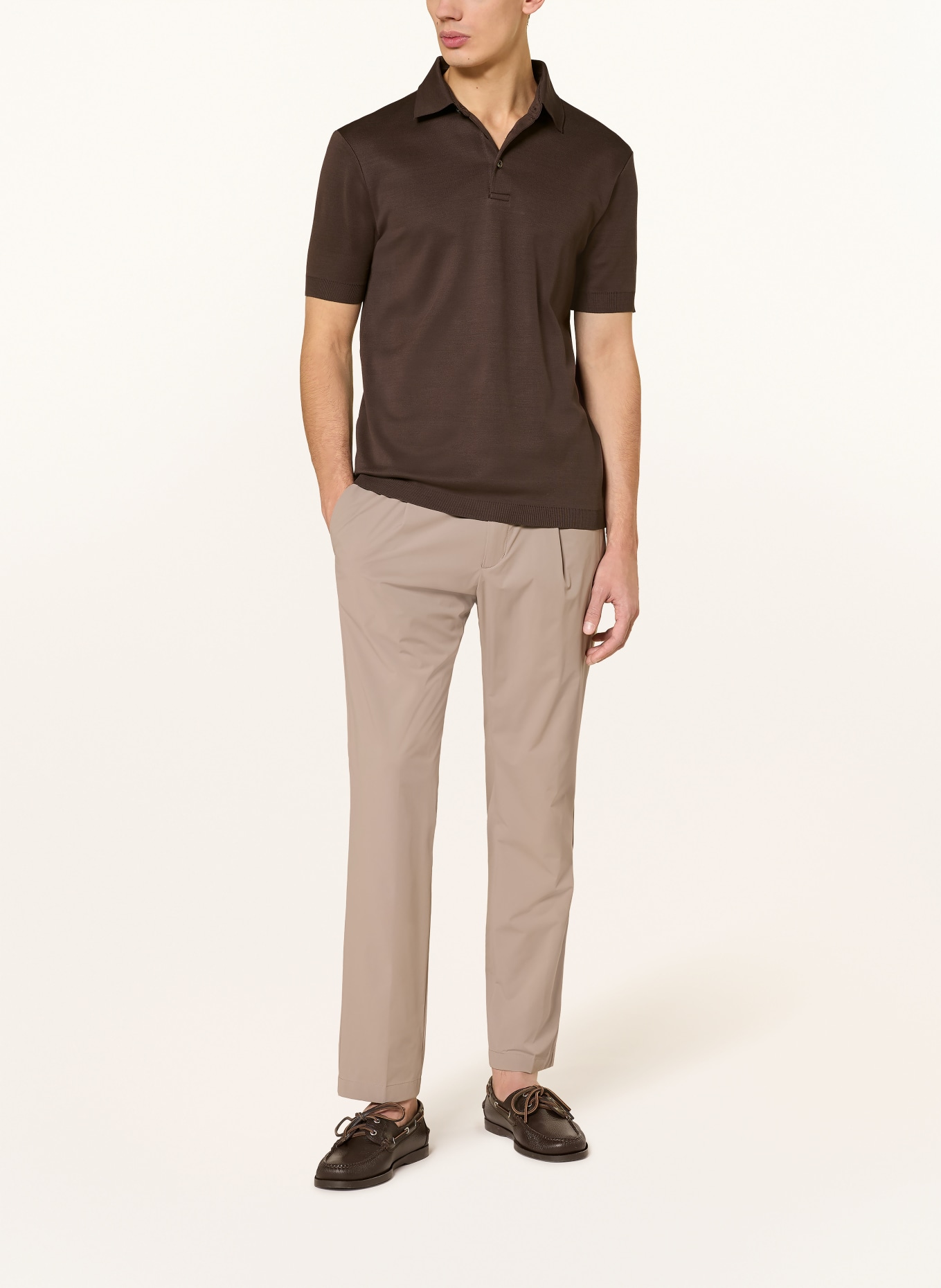 HERNO Koszulka polo z dżerseju: CIEMNOBRĄZOWY