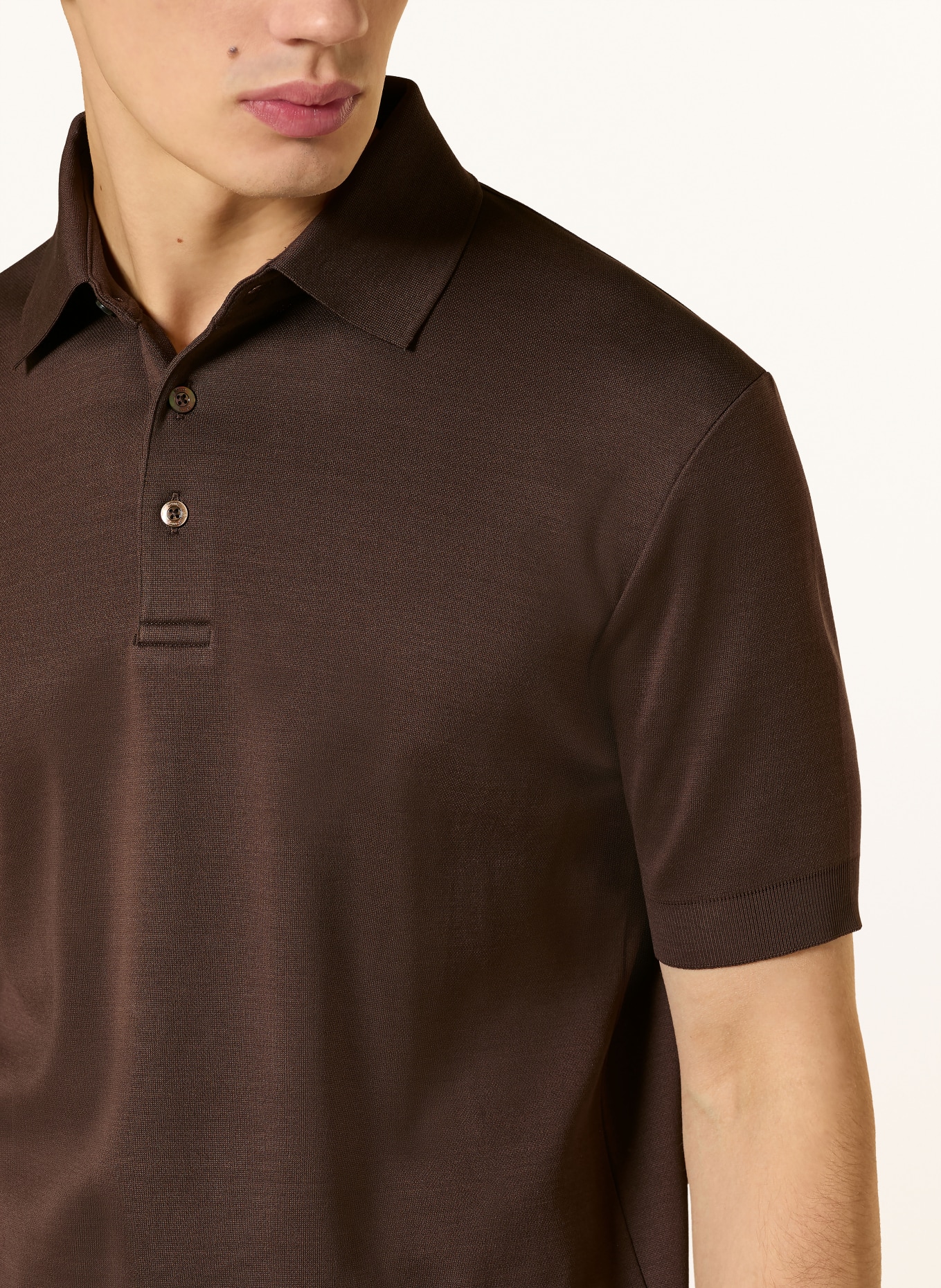 HERNO Koszulka polo z dżerseju: CIEMNOBRĄZOWY