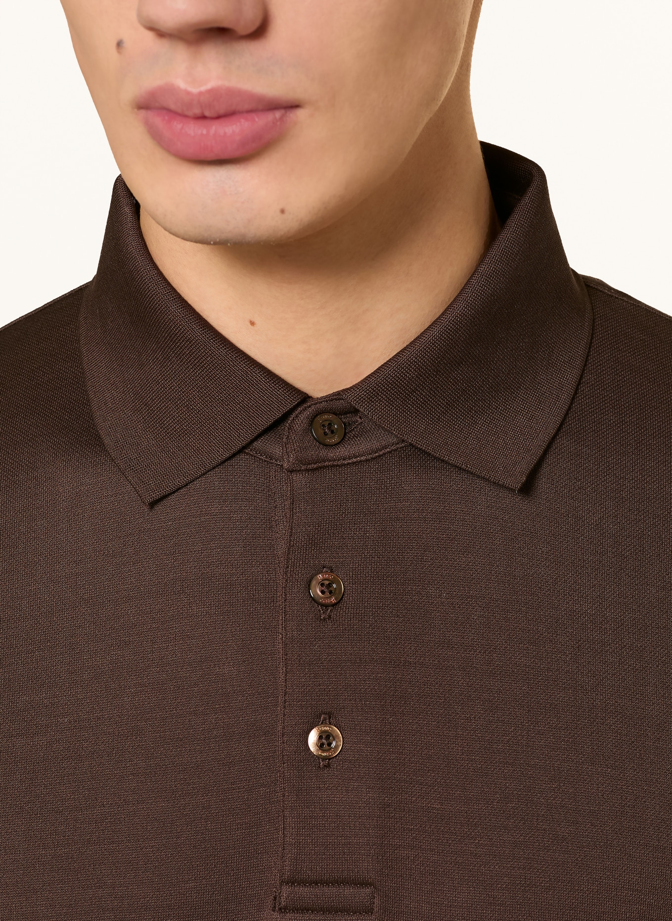 HERNO Koszulka polo z dżerseju: CIEMNOBRĄZOWY