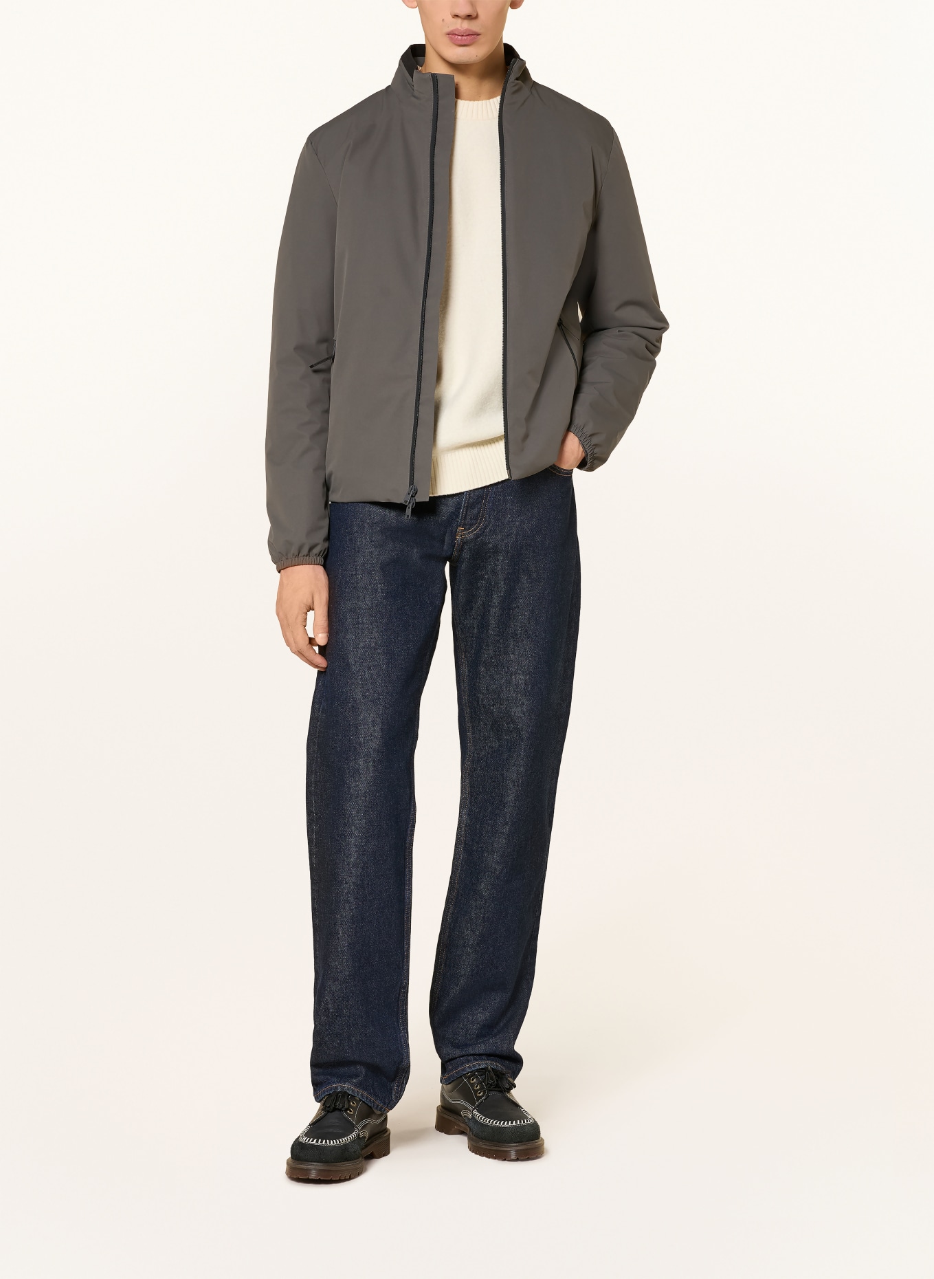 WOOLRICH Daunenjacke SAILING: DUNKELGRAU / SCHWARZ