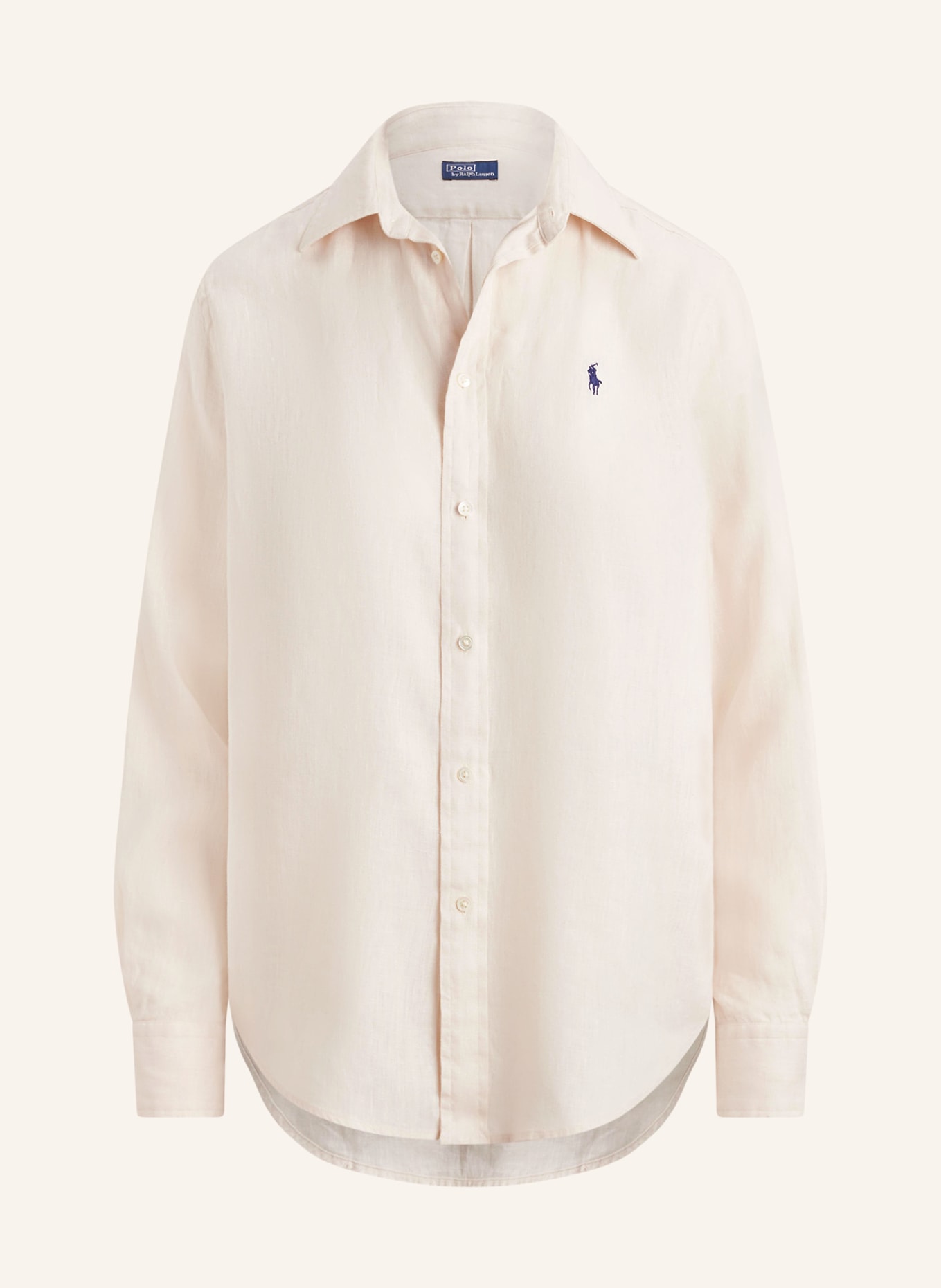 POLO RALPH LAUREN Hemdbluse aus Leinen: CREME / DUNKELBLAU