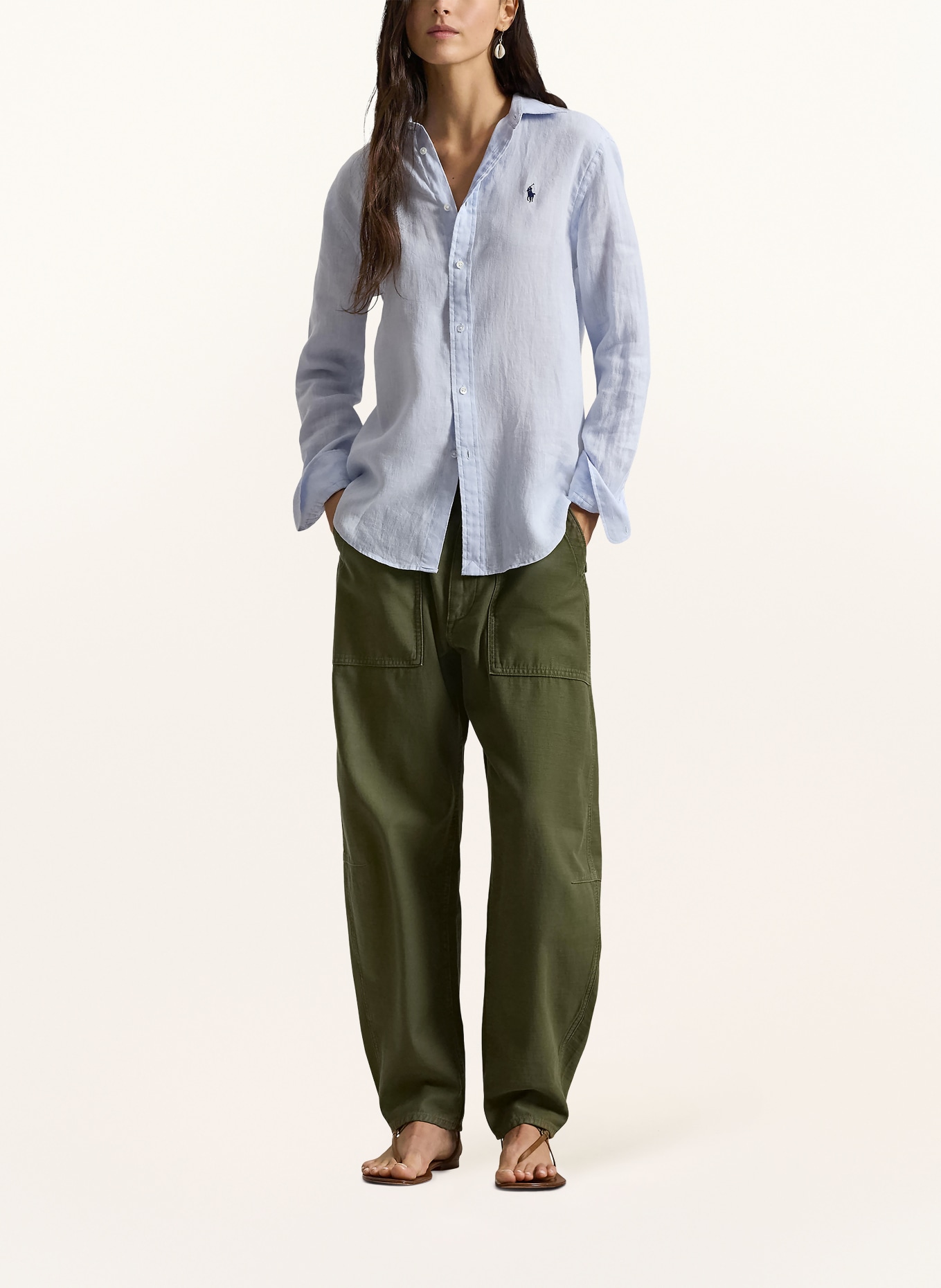 POLO RALPH LAUREN Koszula z lnu: JASNONIEBIESKI / GRANATOWY