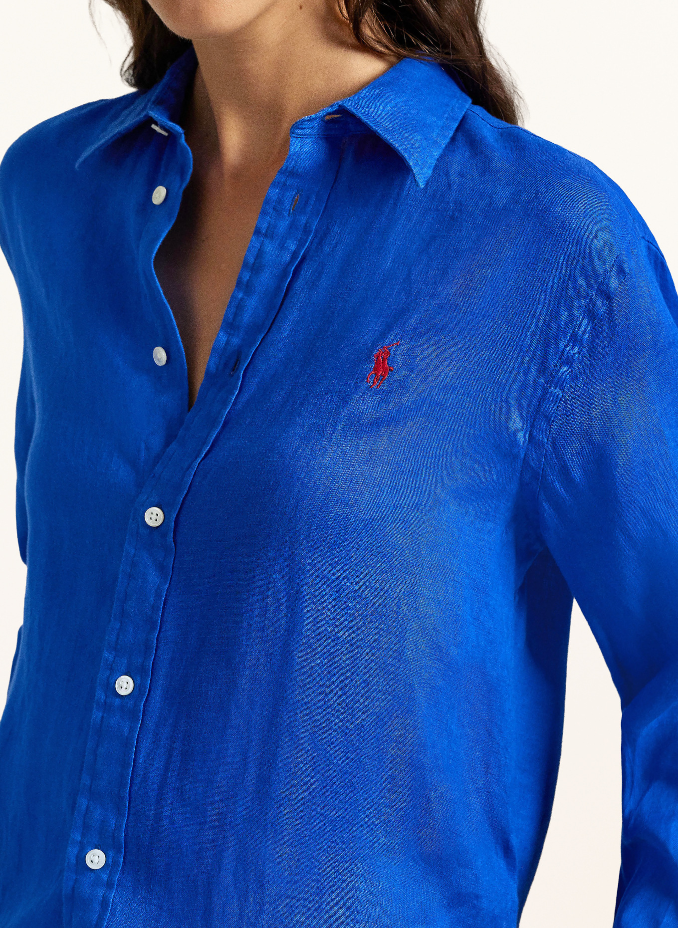 POLO RALPH LAUREN Koszula z lnu: GRANATOWY / CIEMNOCZERWONY