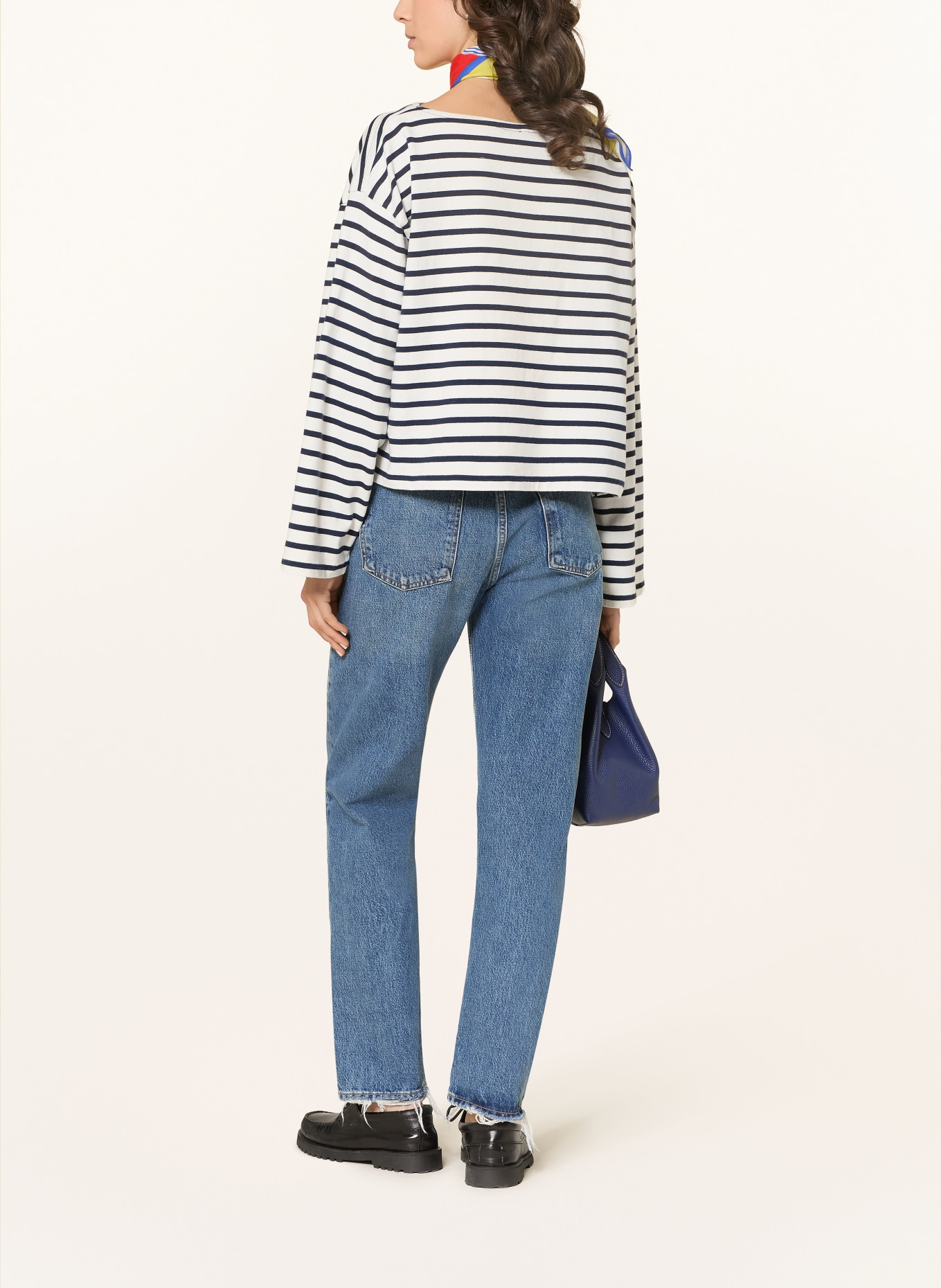 POLO RALPH LAUREN Long sleeve shirt: WHITE / DARK BLUE