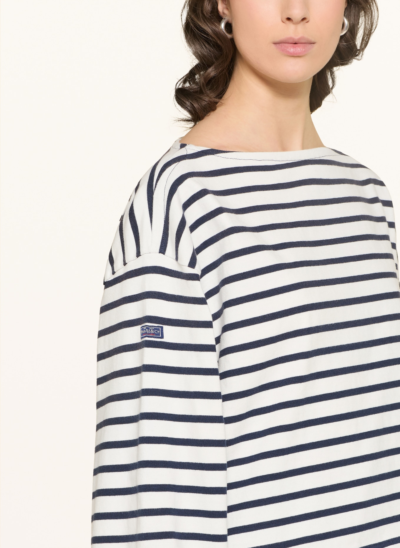 POLO RALPH LAUREN Long sleeve shirt: WHITE / DARK BLUE